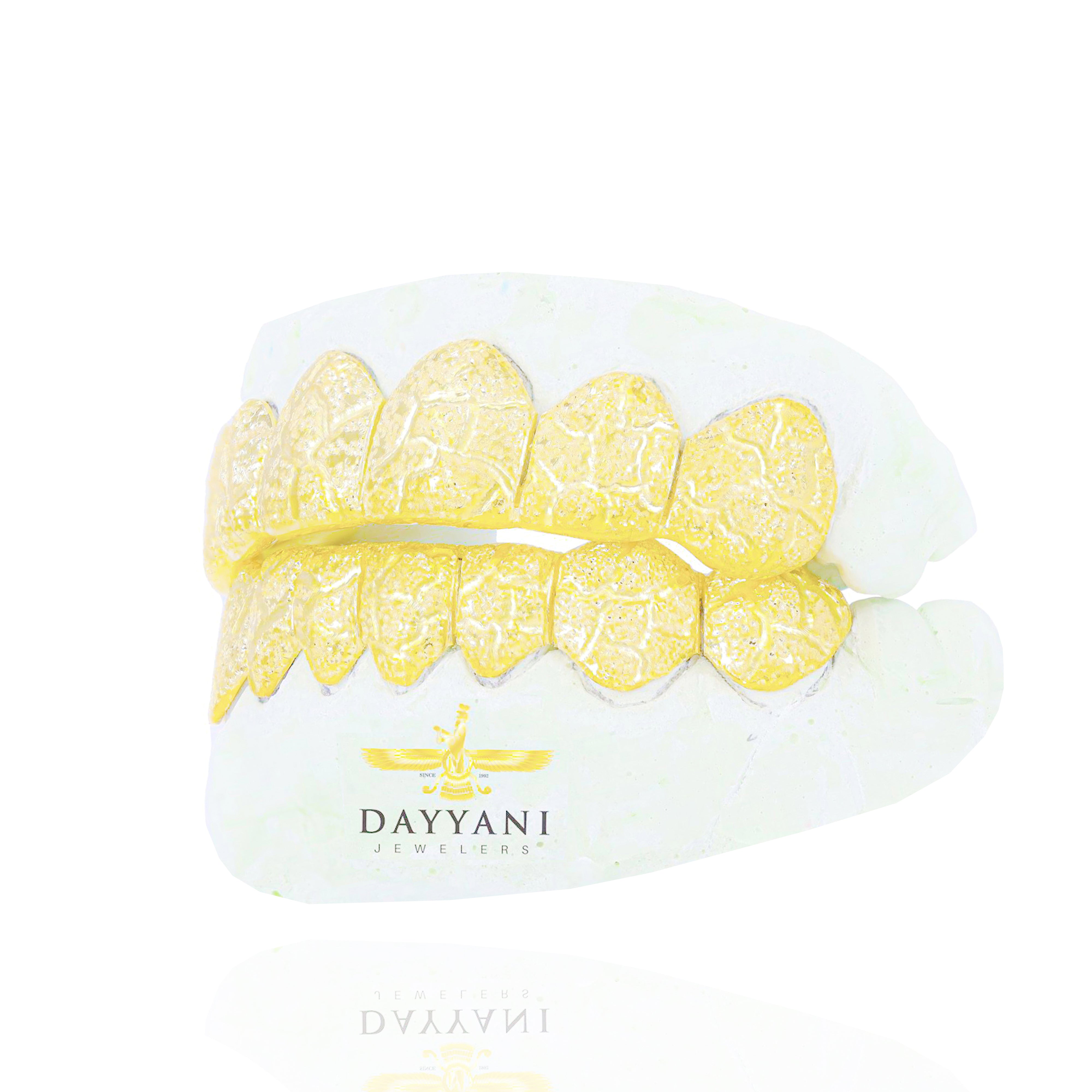 Custom Diamond Dust Nugget Design Gold Grillz