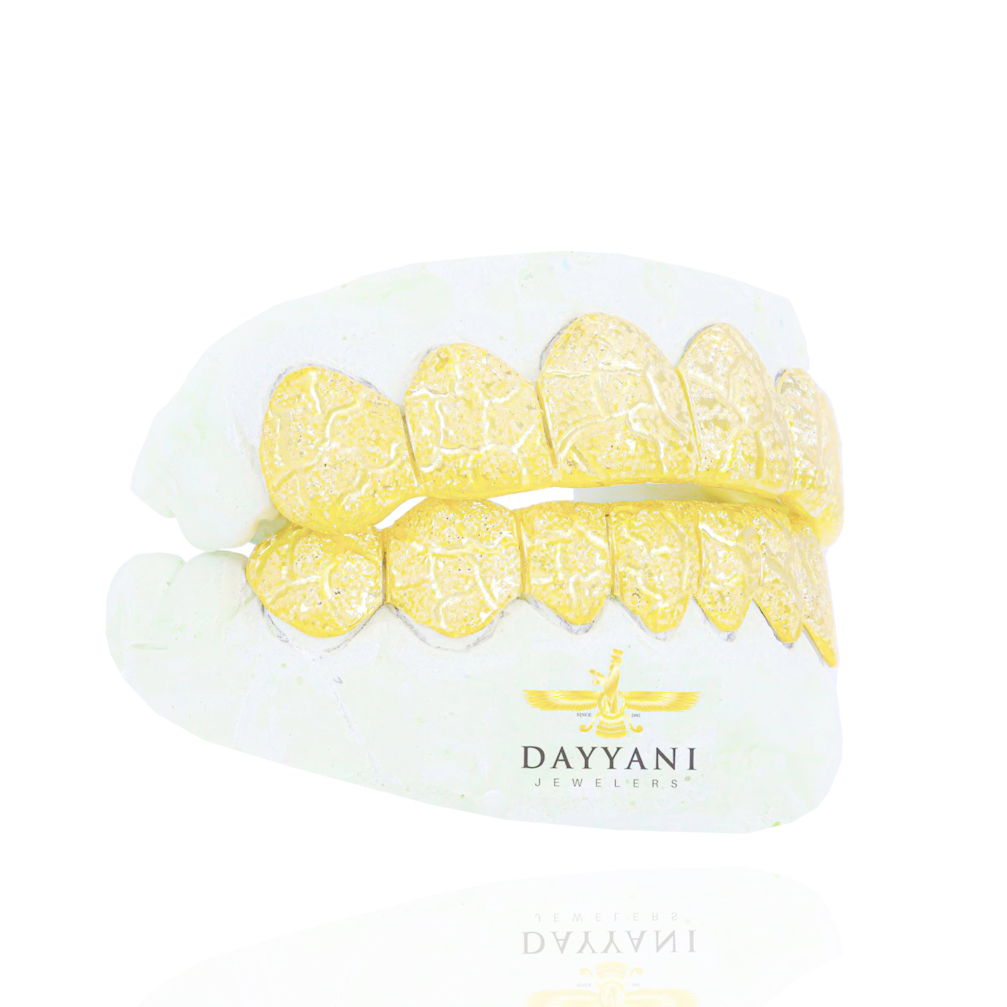 Custom Diamond Dust Nugget Design Gold Grillz