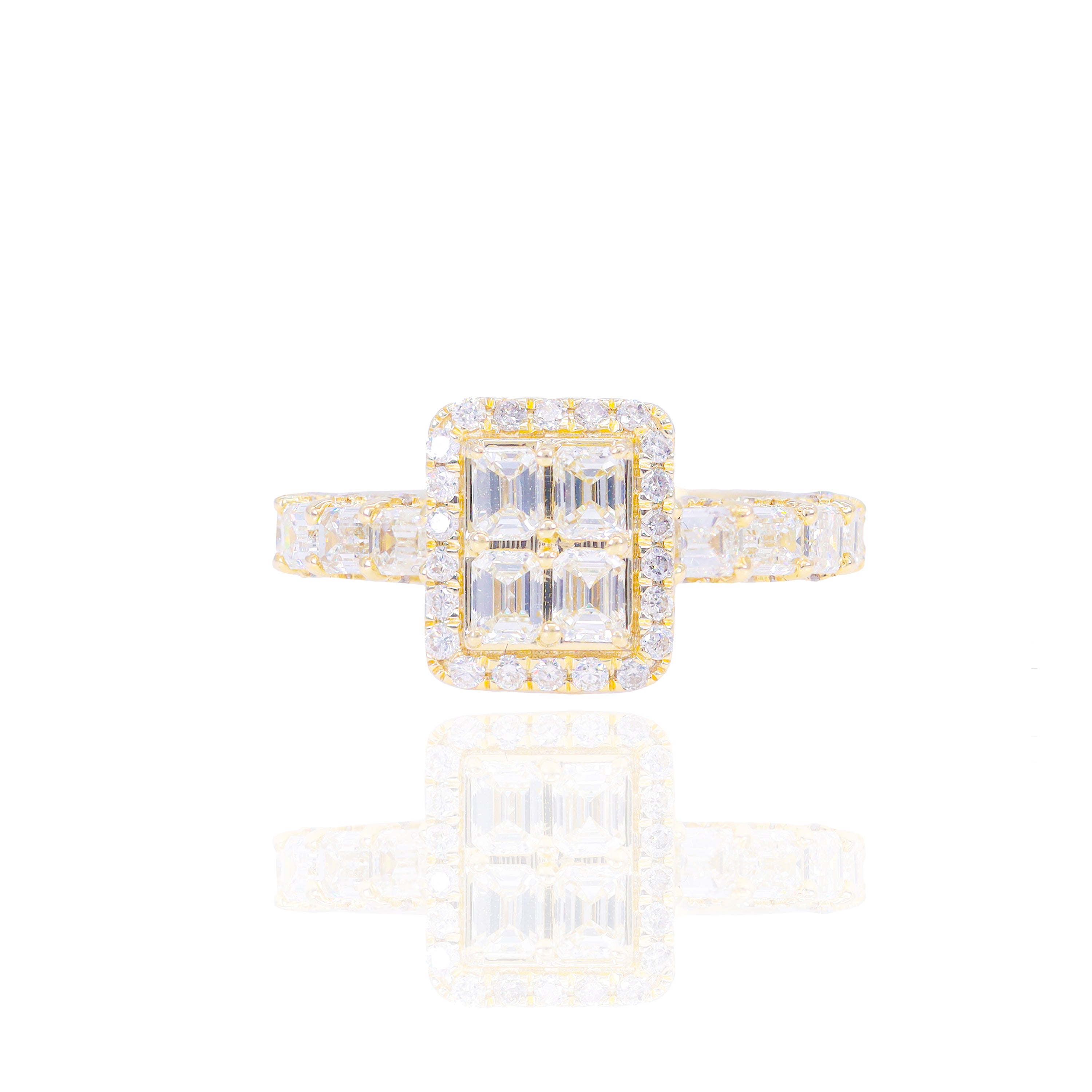 Emerald Center with Halo Diamond Engagement Ring