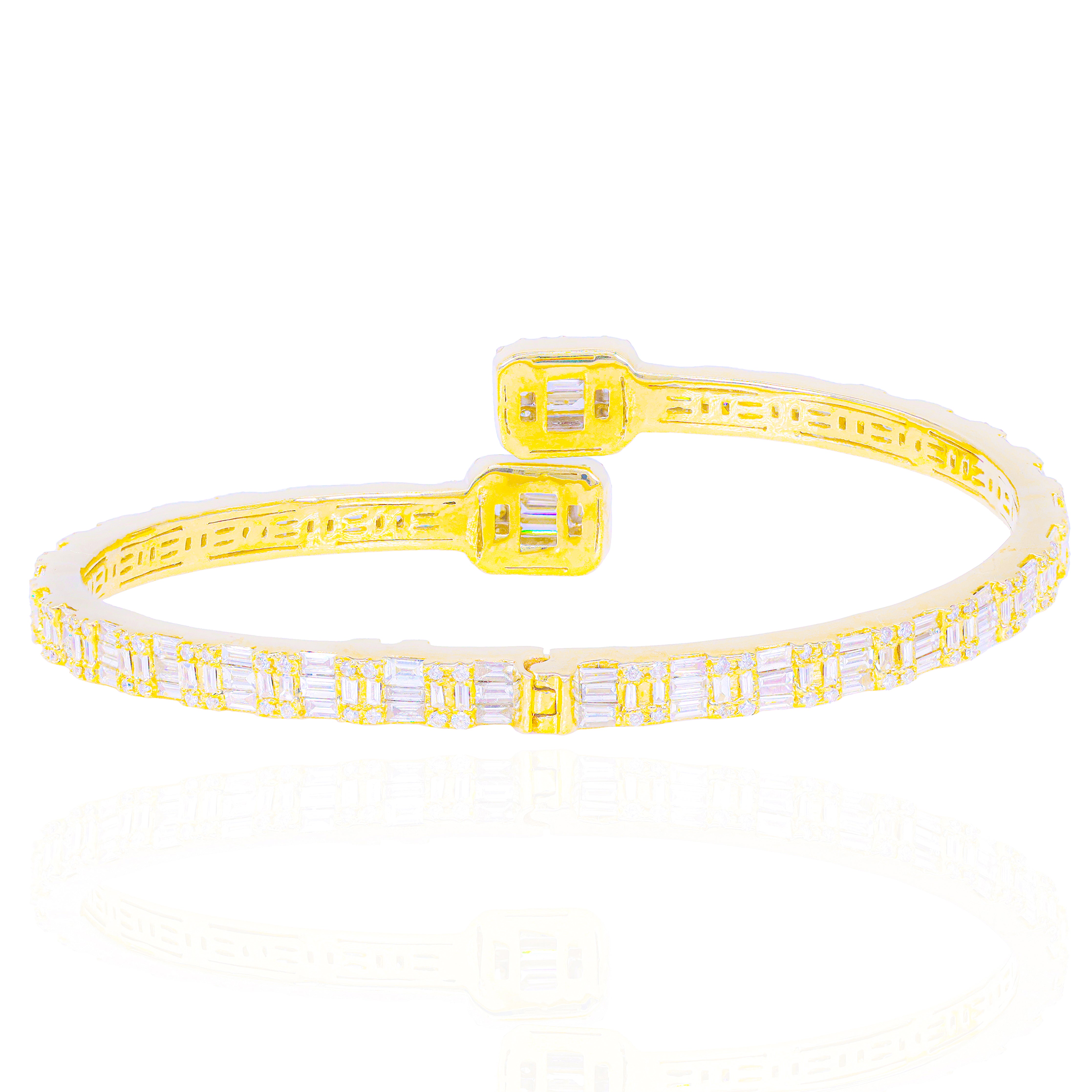 Rectangle Baguette Diamond Bangle Bracelet