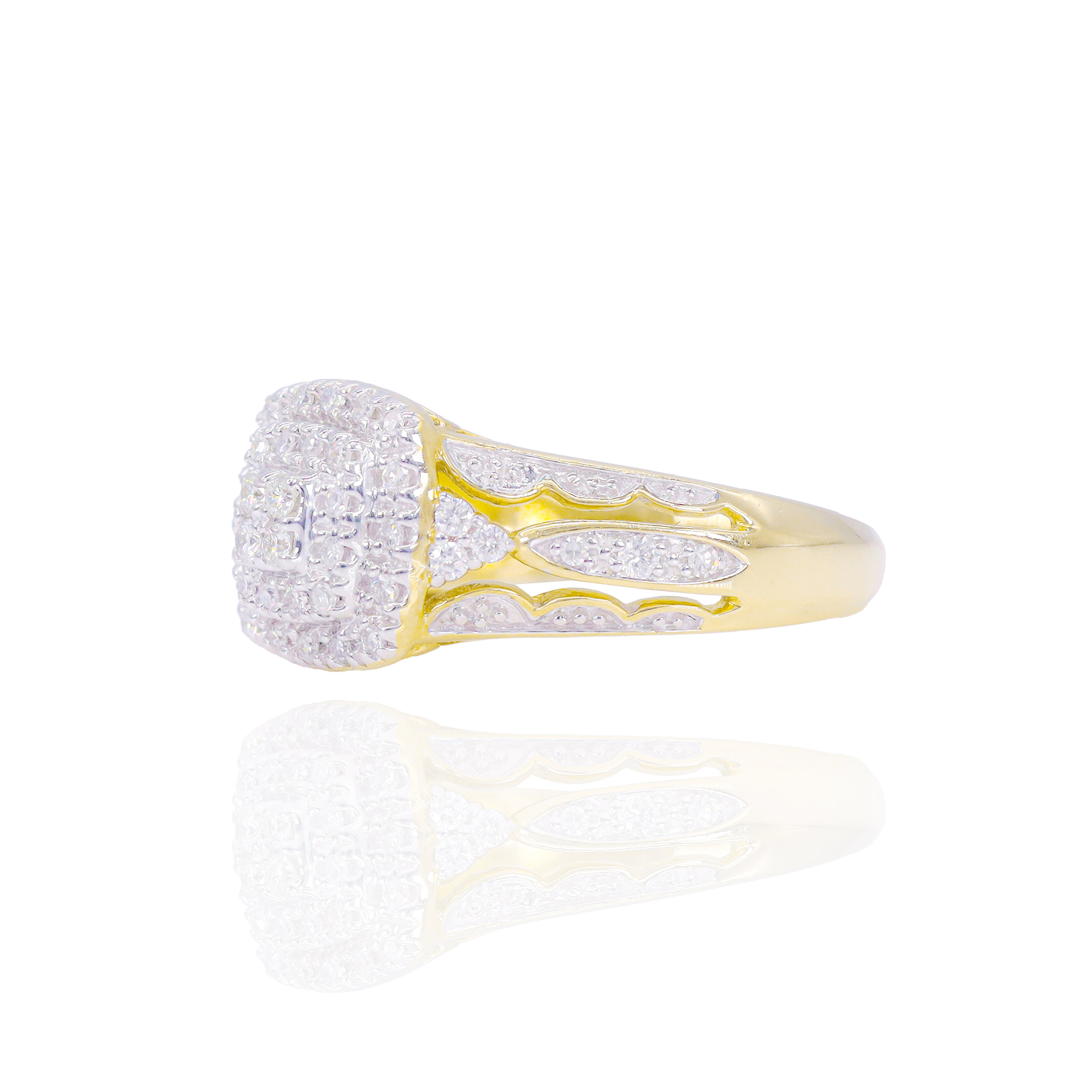 Princess Shaped Open Band Diamond Engagement Ring