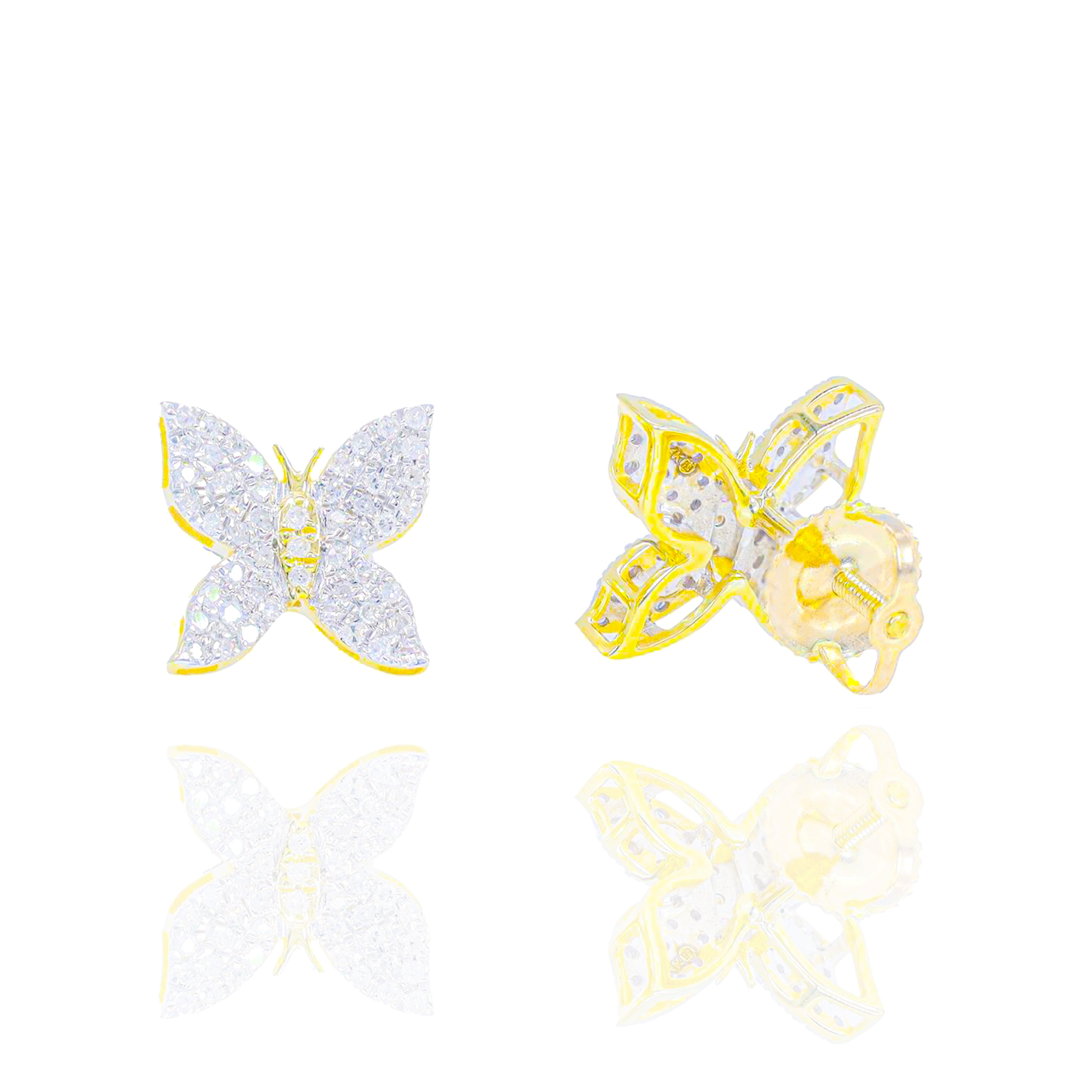 Round Diamond Butterfly Earrings