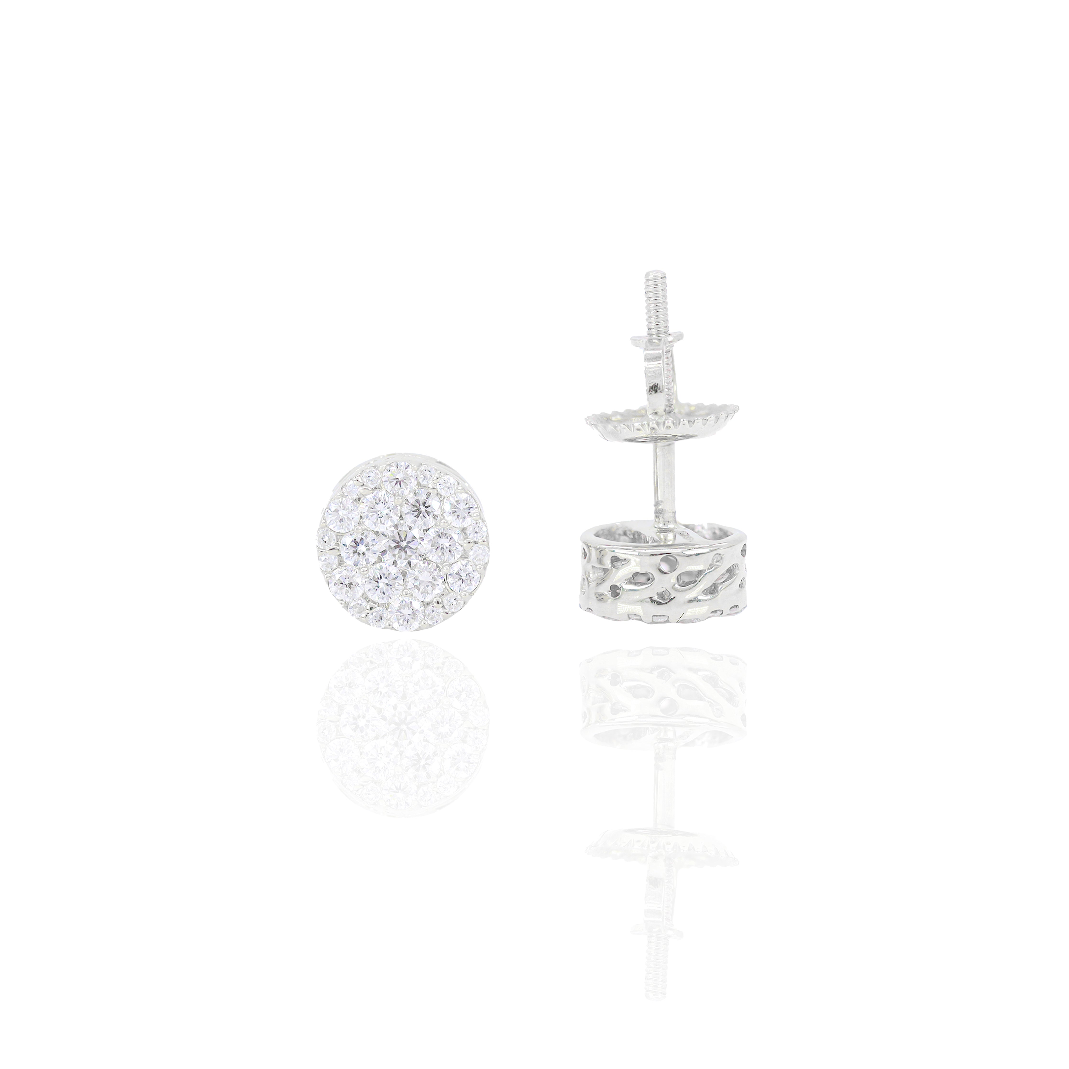 Small Round Cluster Diamond Earrings
