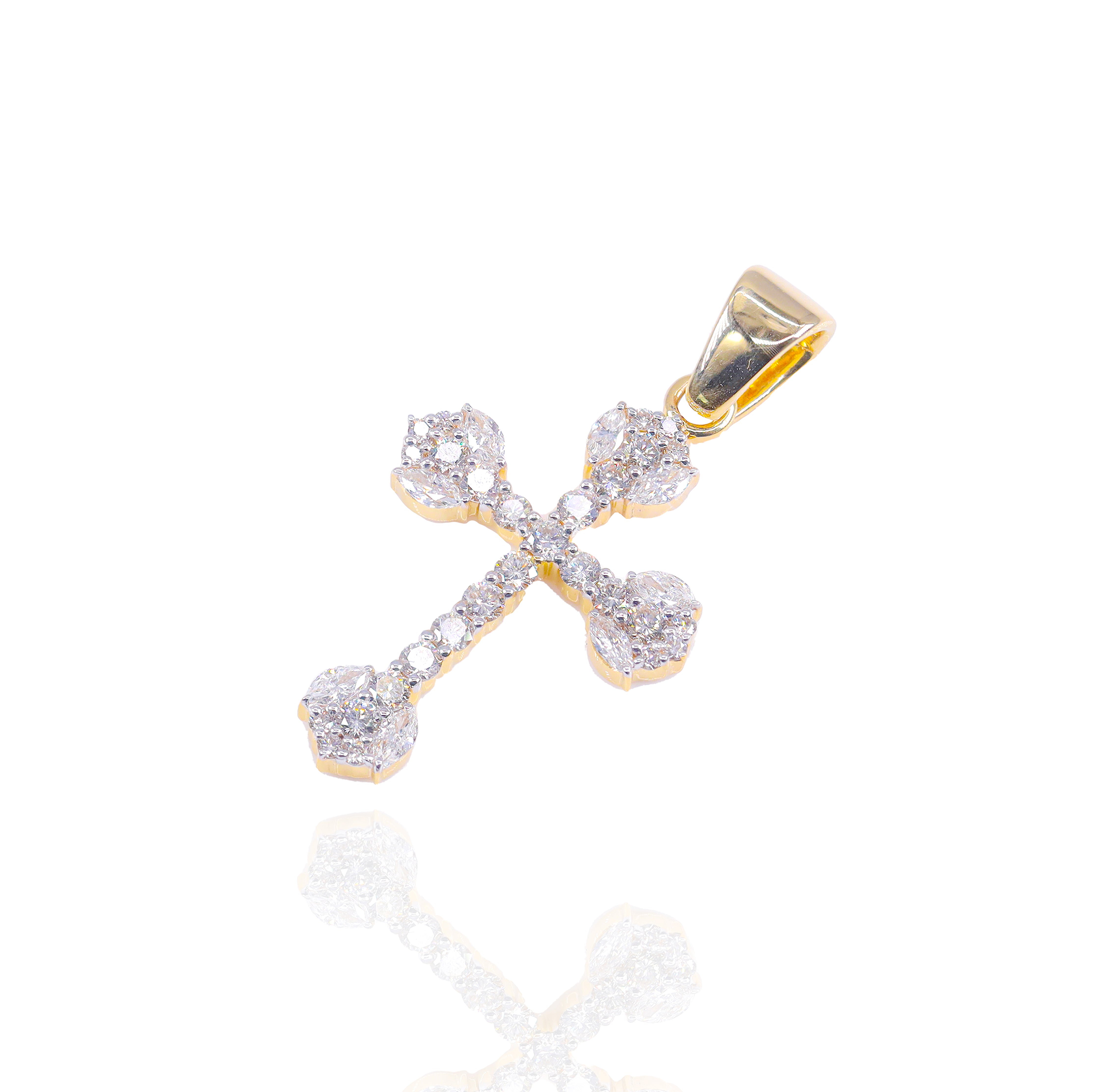 Rounded End Diamond Cross Pendant