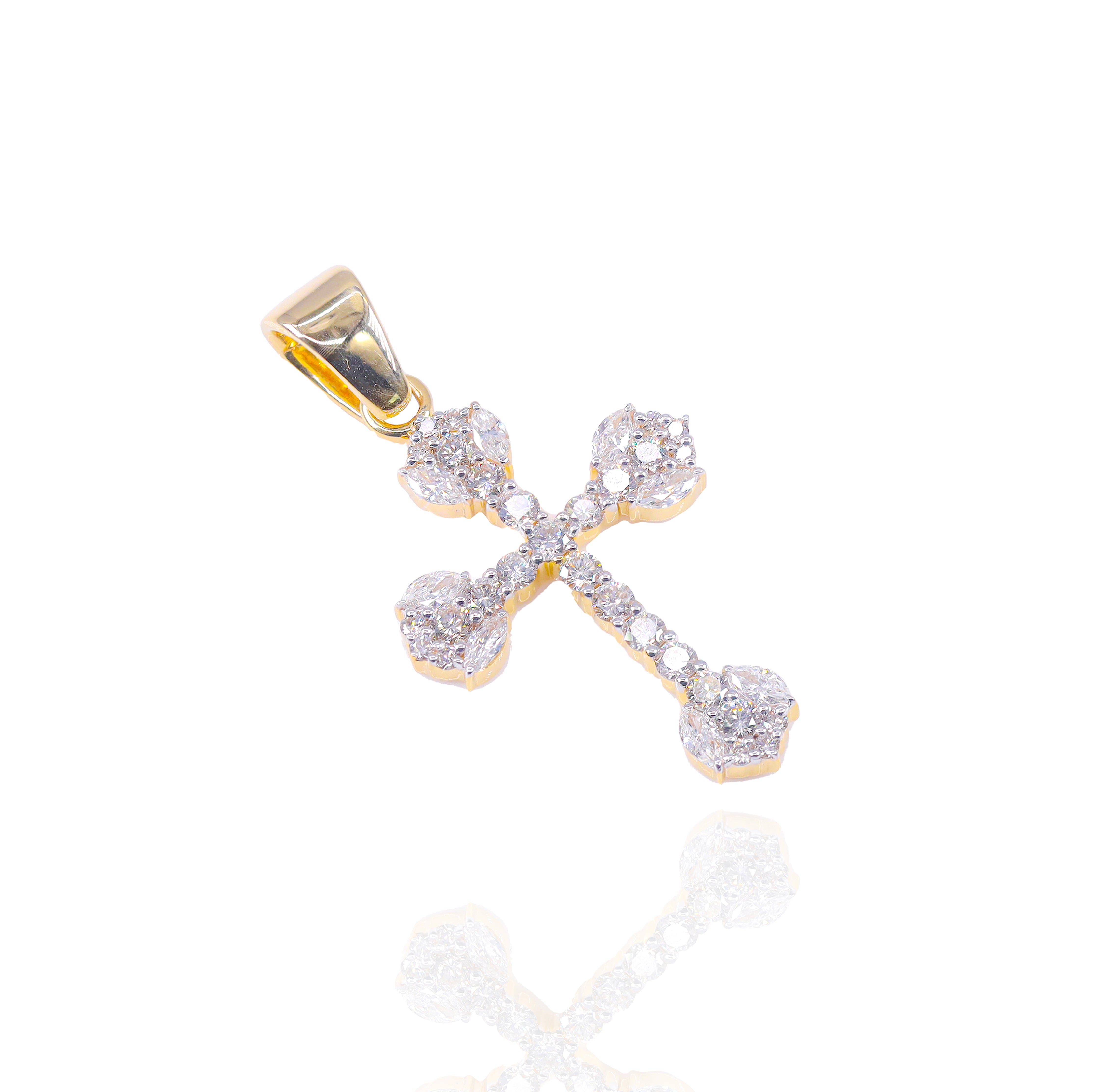 Rounded End Diamond Cross Pendant