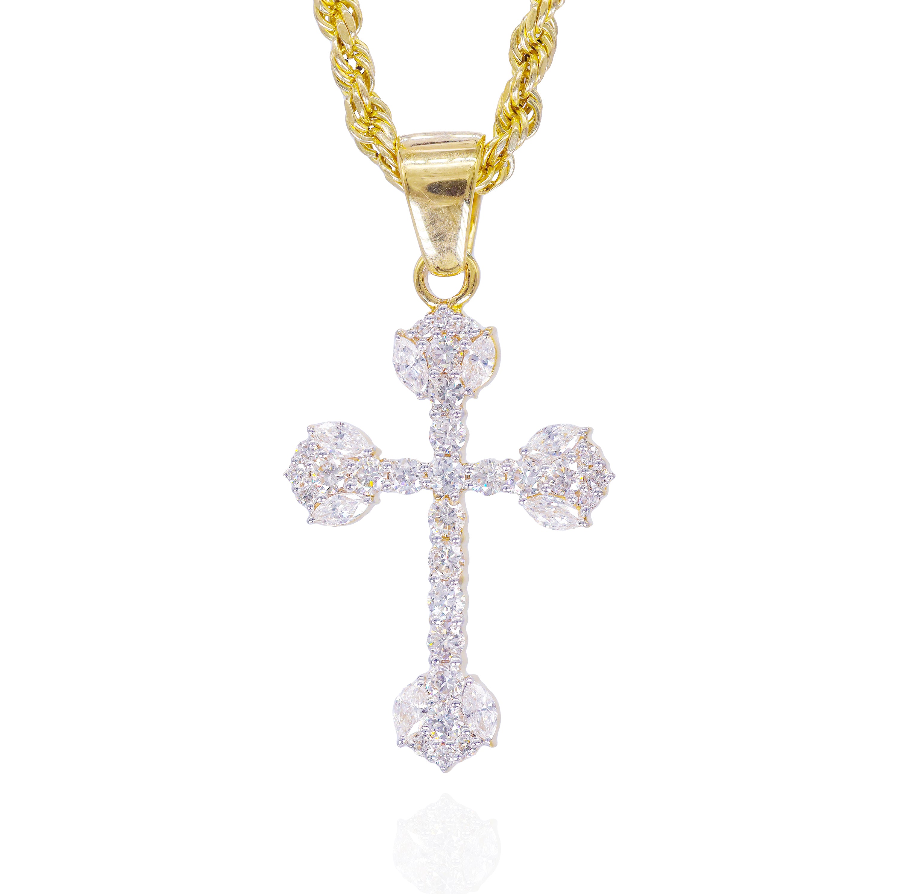 Rounded End Diamond Cross Pendant