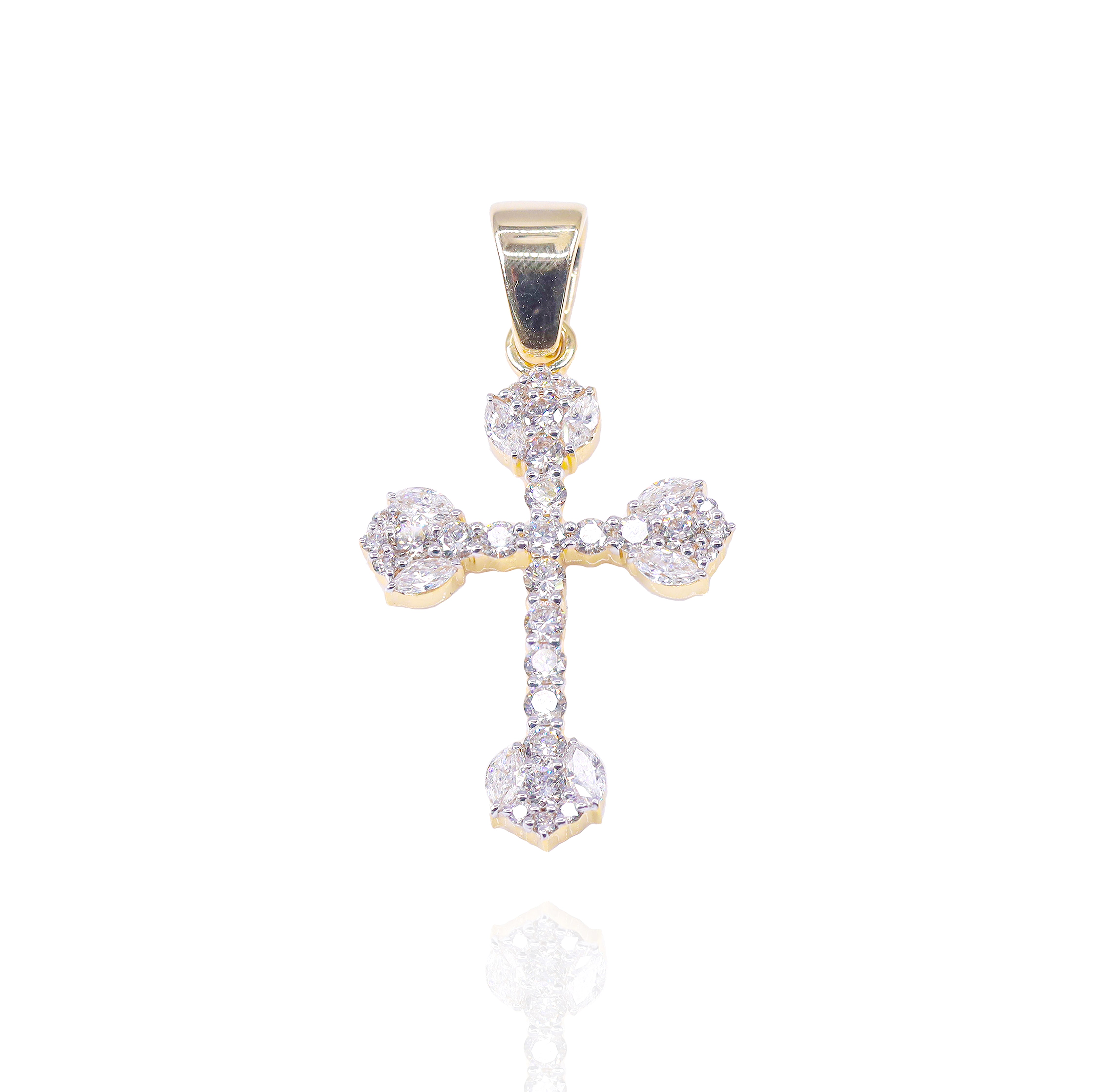 Rounded End Diamond Cross Pendant