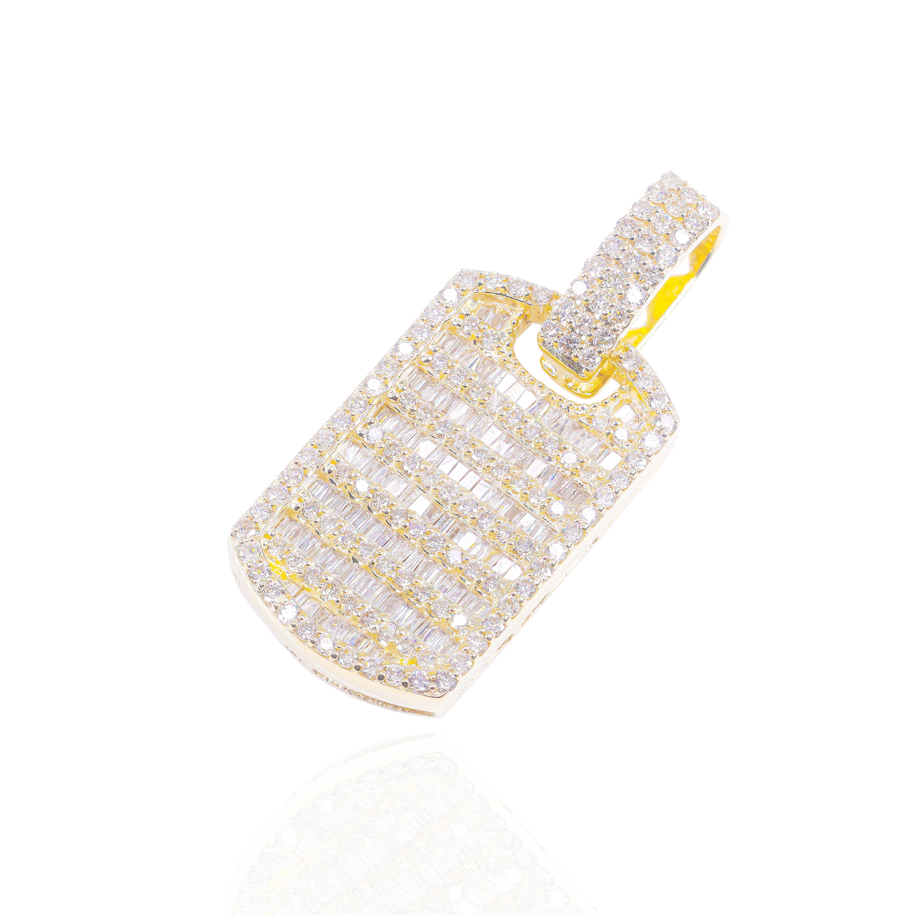 Baguette & Round Diamond Tag Pendant