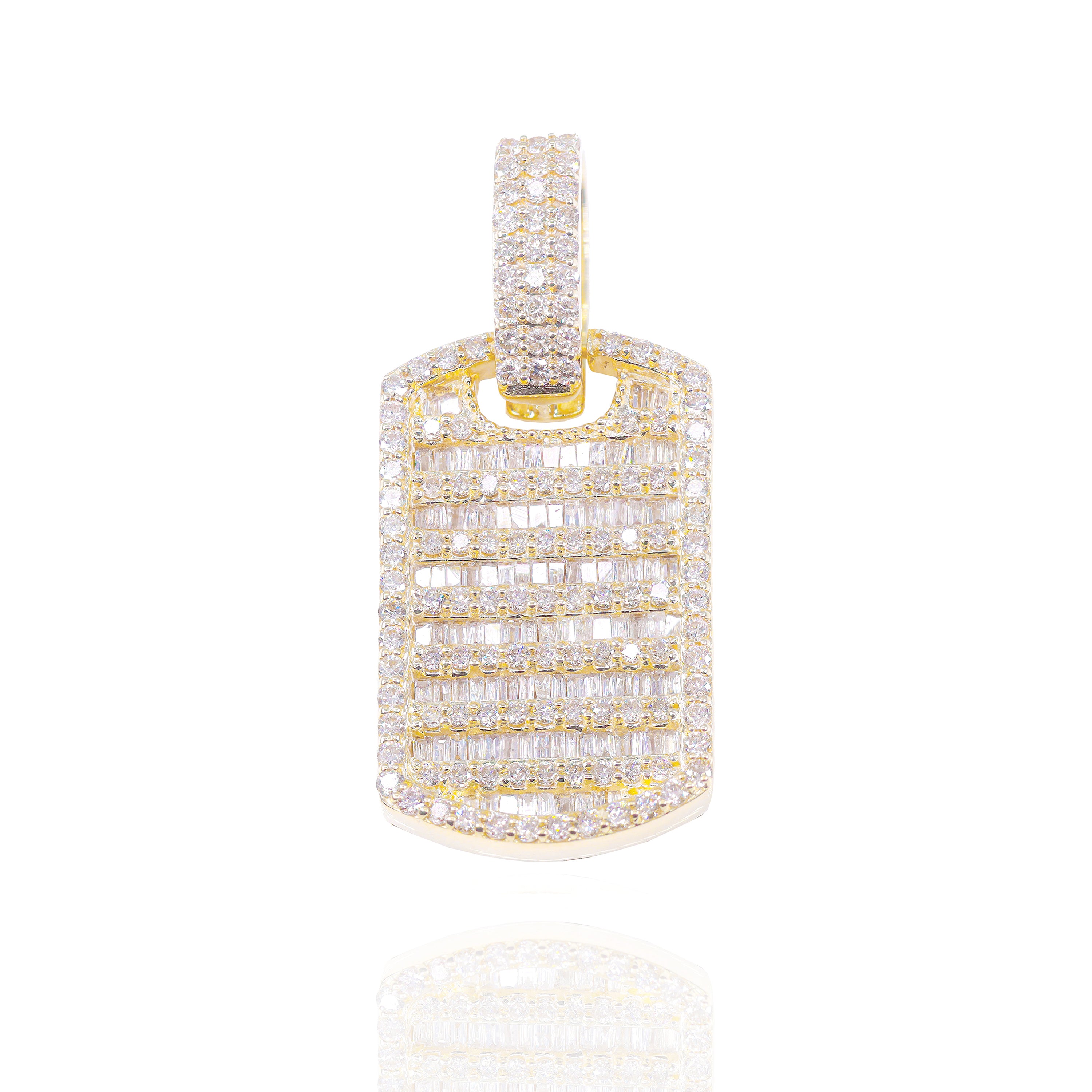 Baguette & Round Diamond Tag Pendant