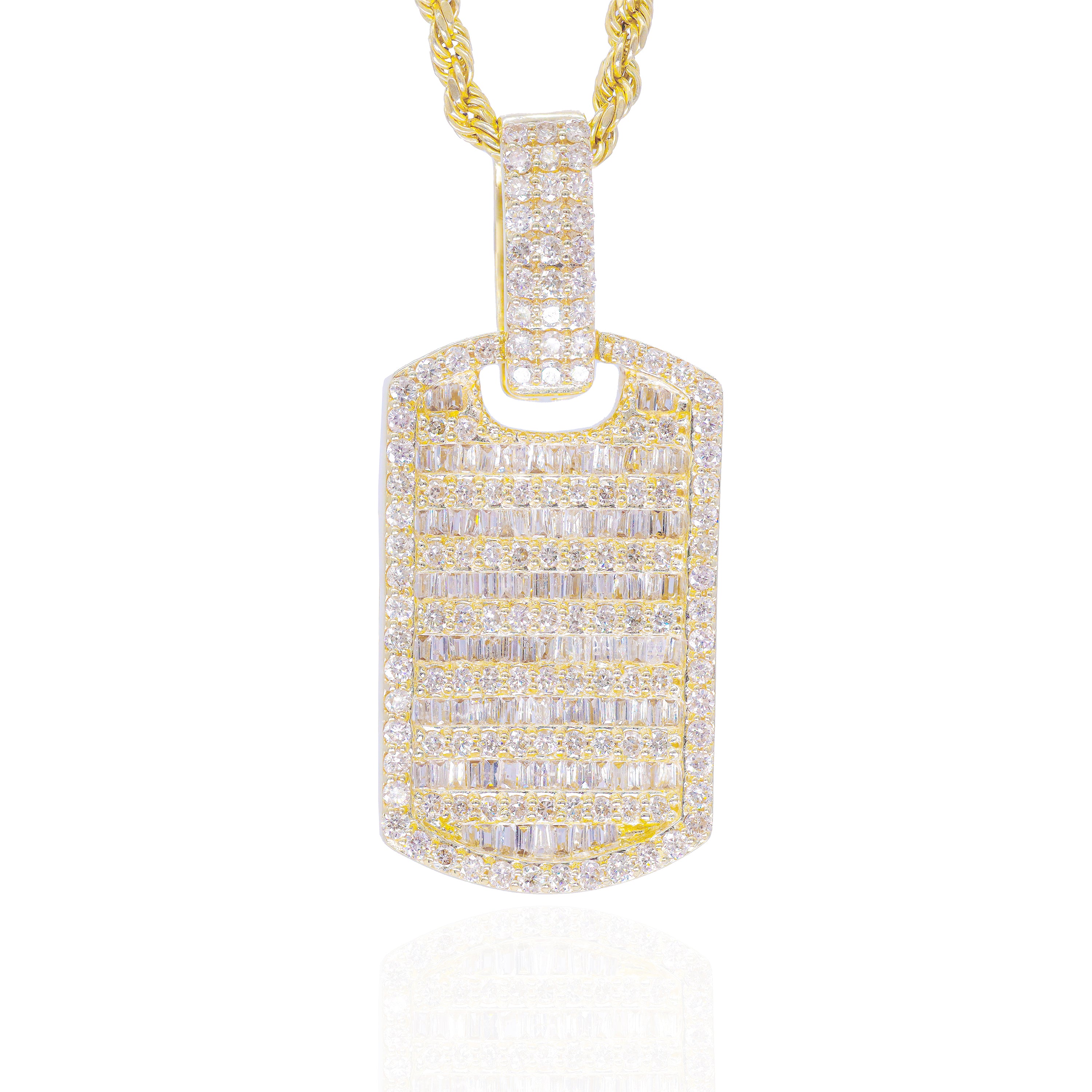 Baguette & Round Diamond Tag Pendant