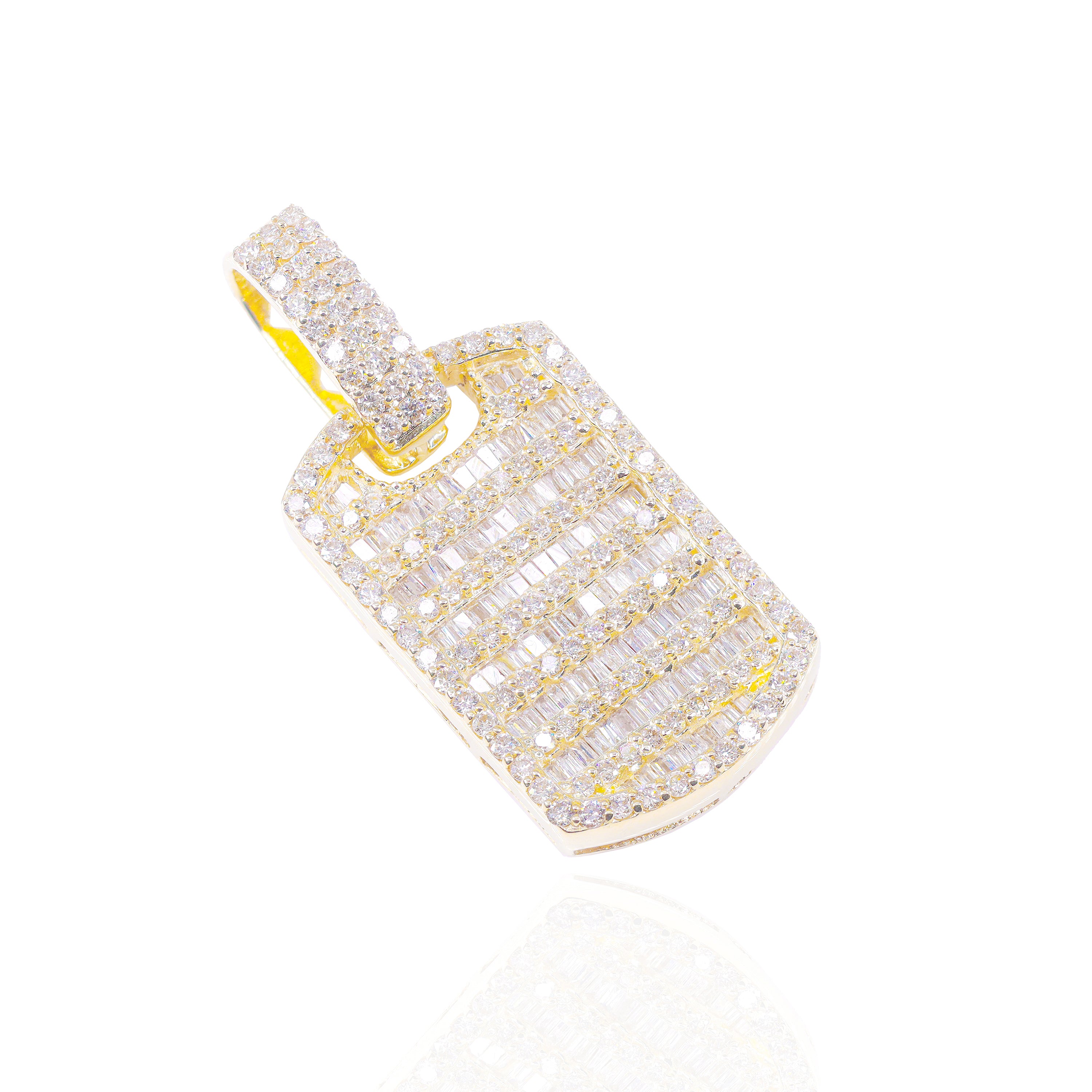 Baguette & Round Diamond Tag Pendant