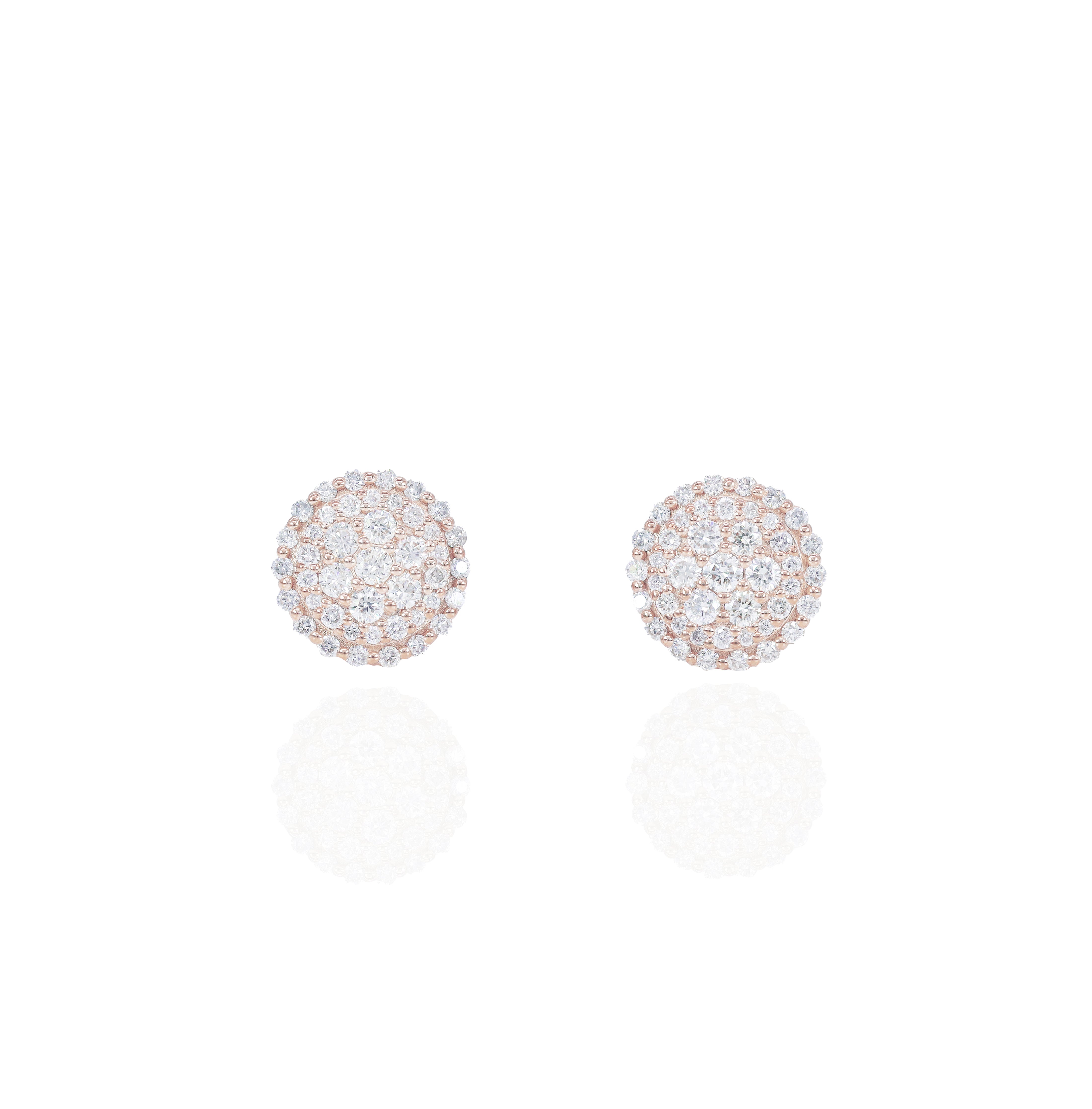 Round Edge Cluster Diamond Earrings