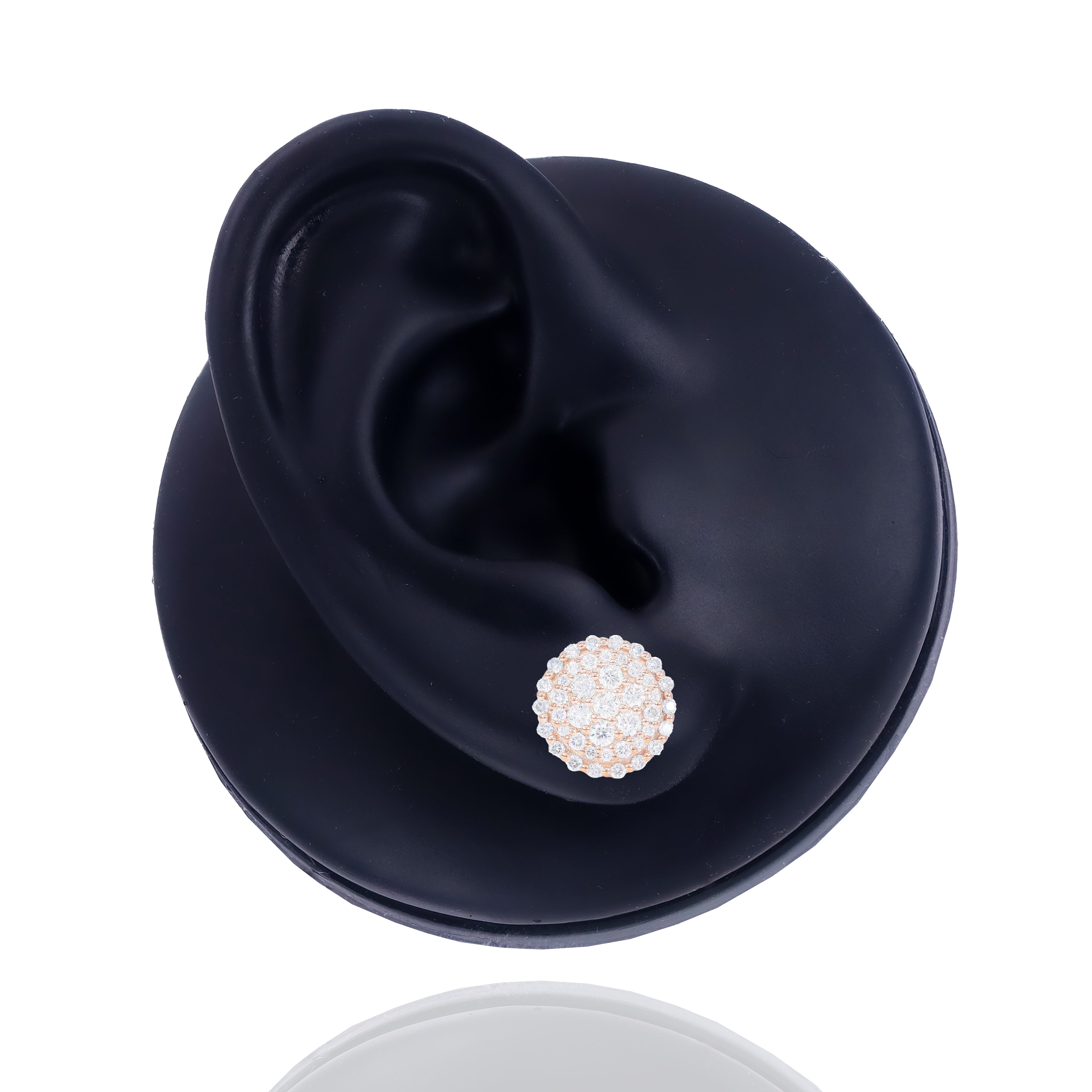 Round Edge Cluster Diamond Earrings