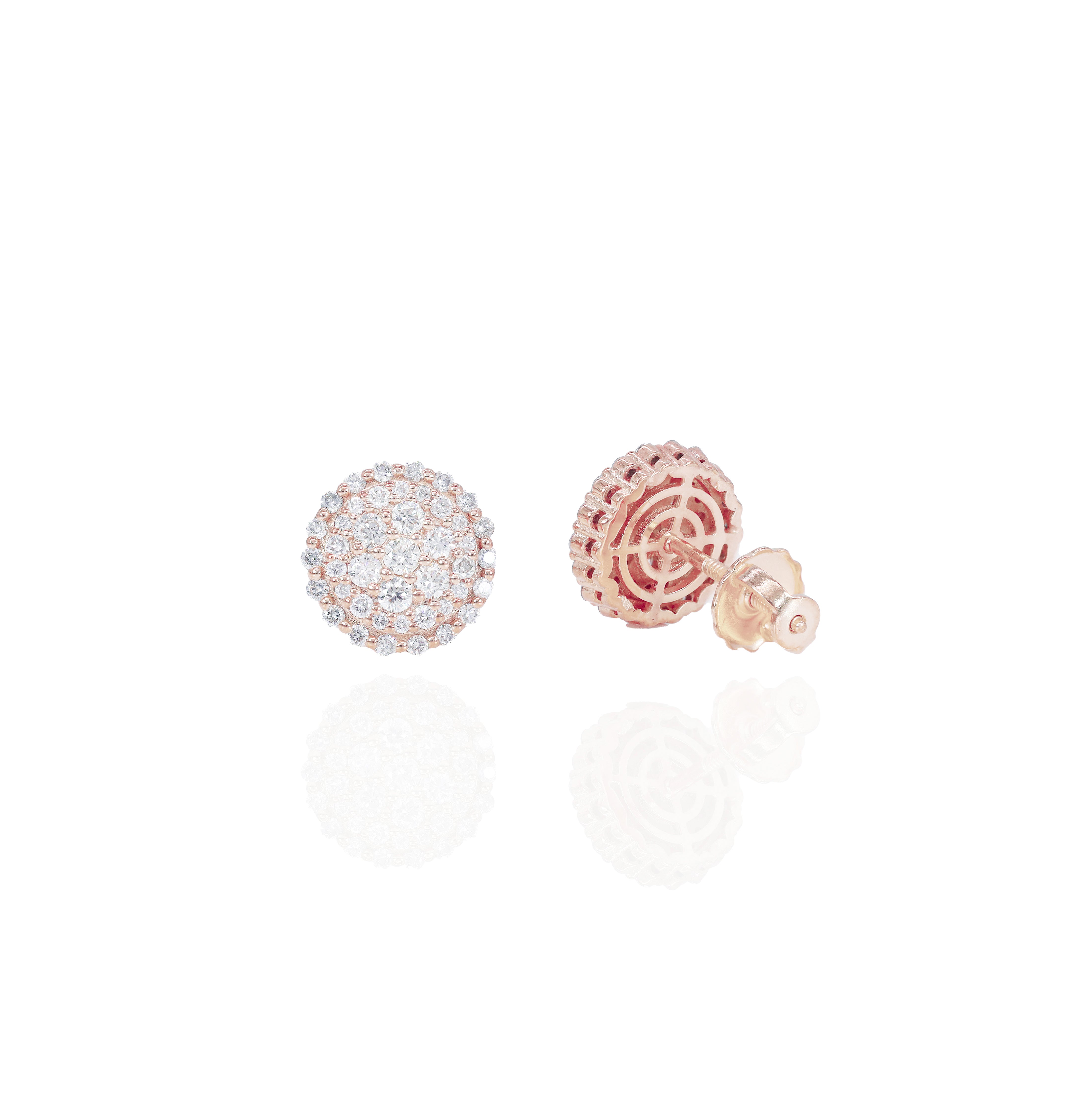 Round Edge Cluster Diamond Earrings
