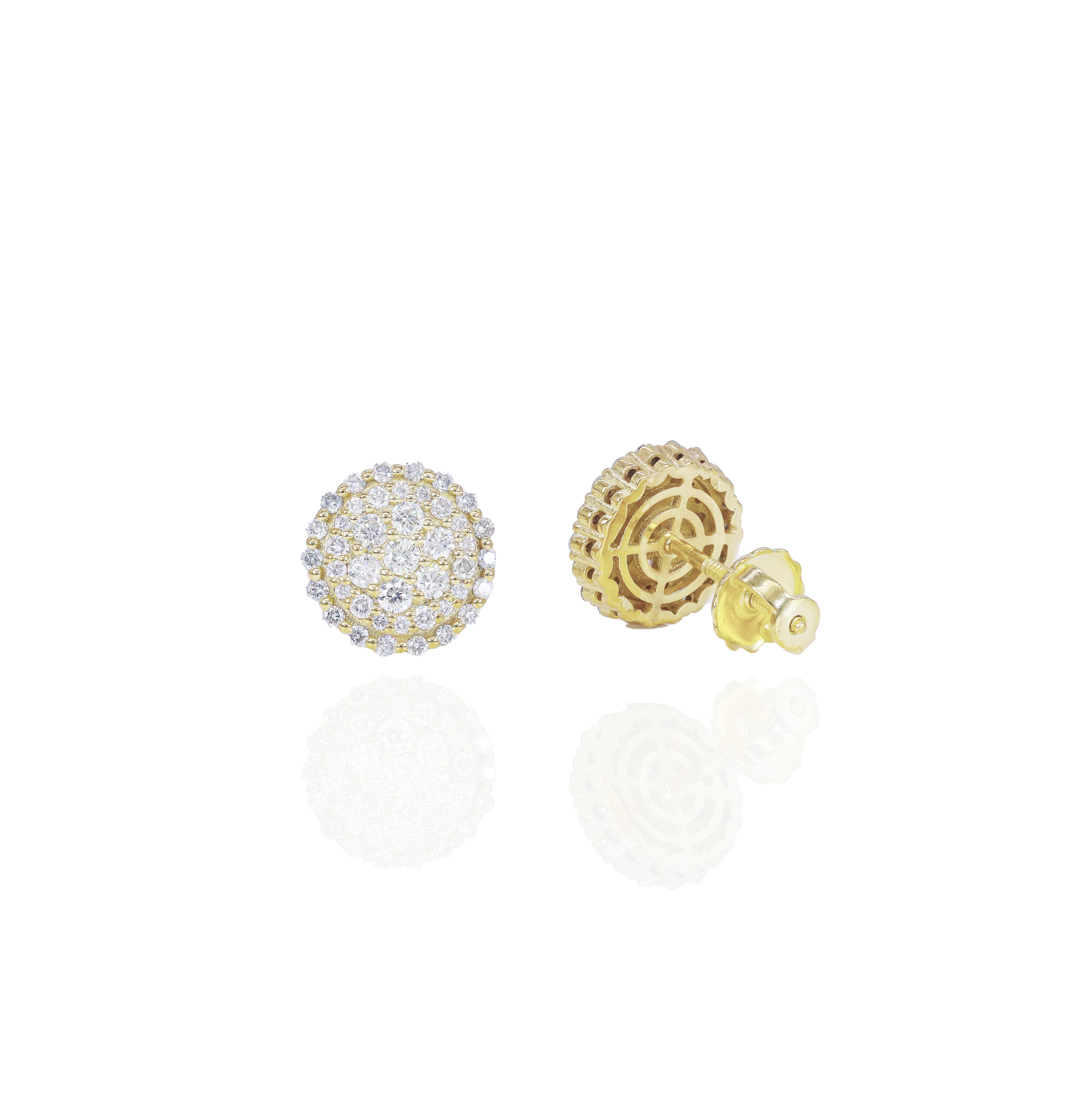 Round Edge Cluster Diamond Earrings