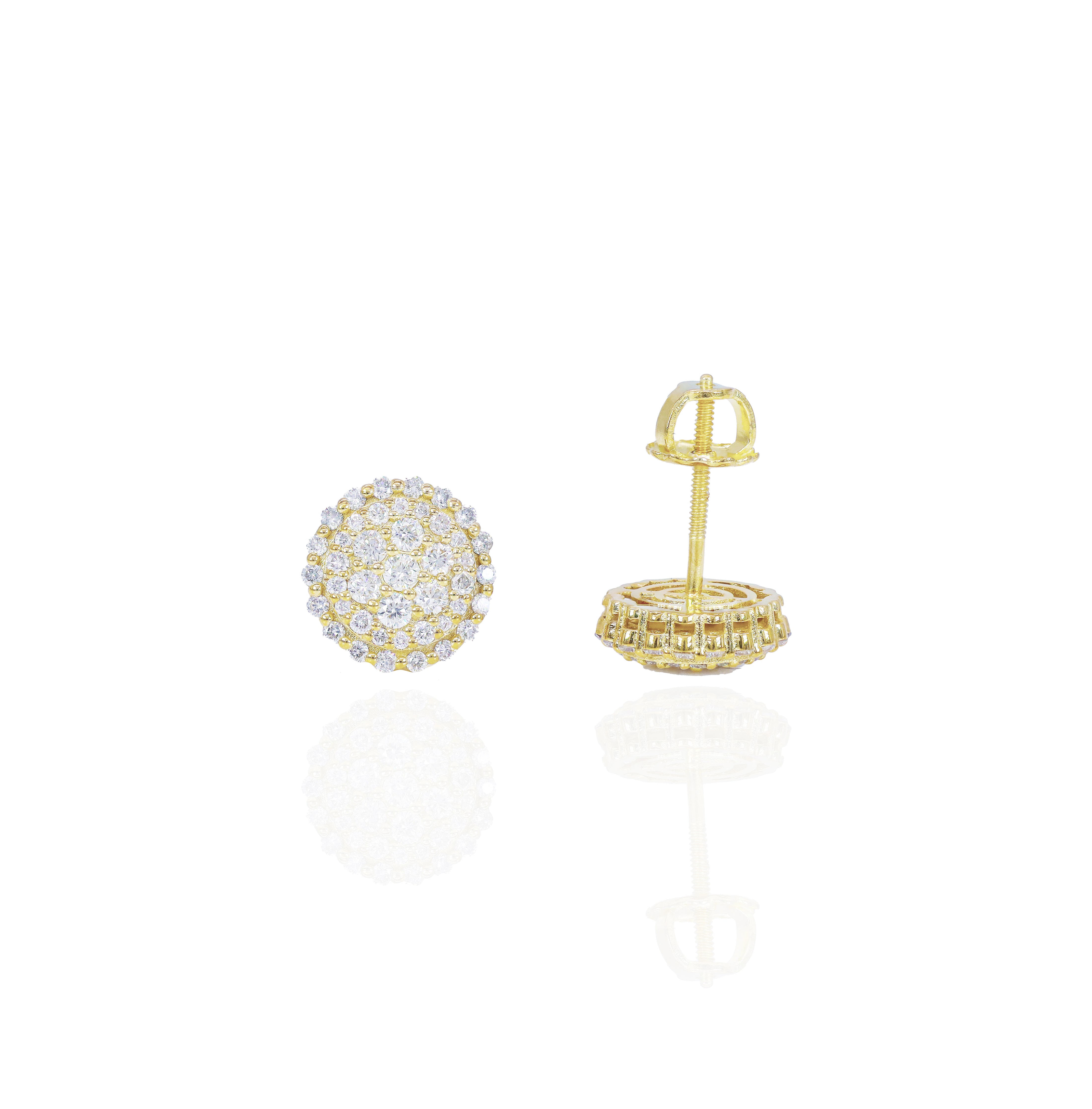 Round Edge Cluster Diamond Earrings