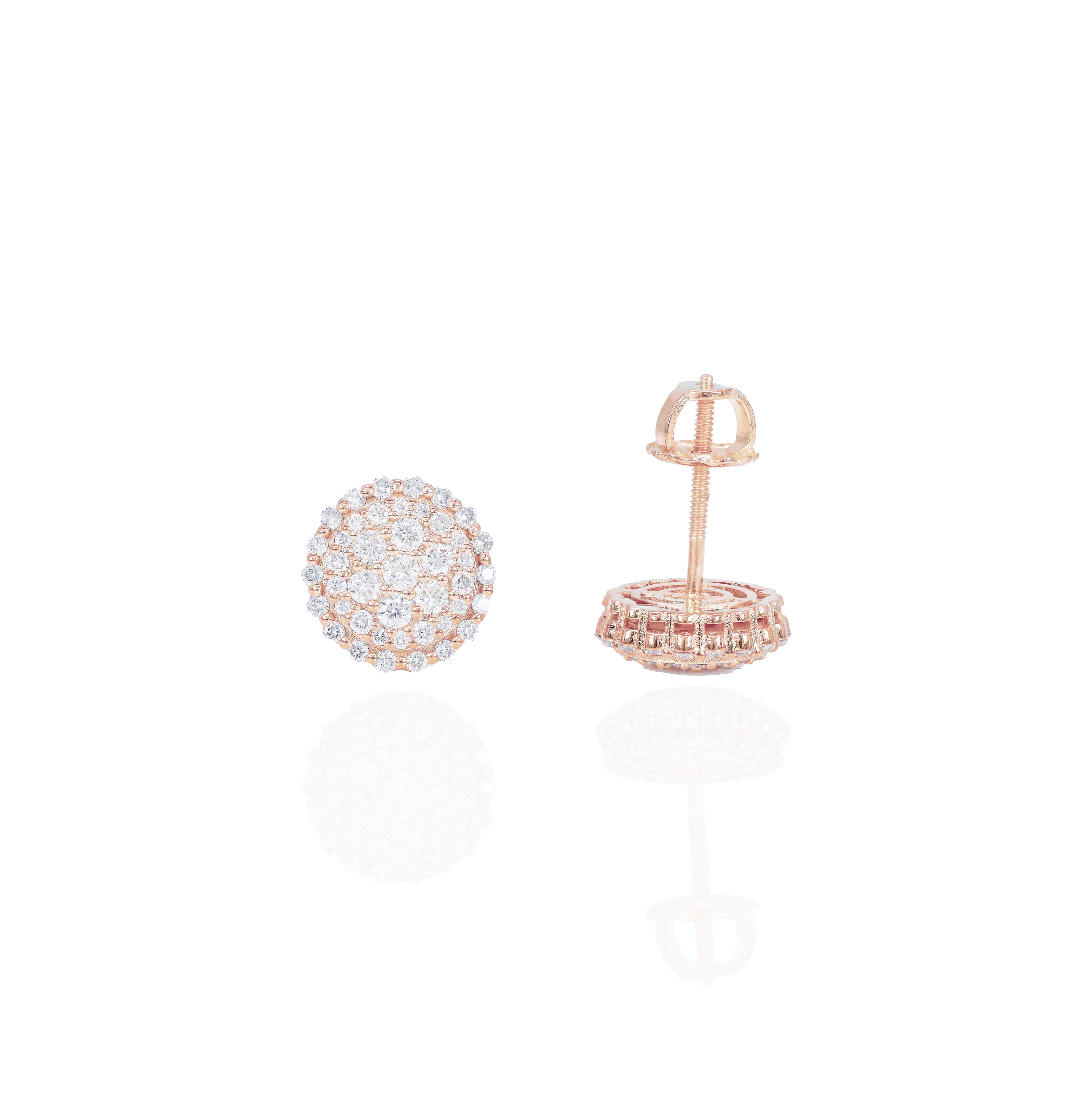 Round Edge Cluster Diamond Earrings