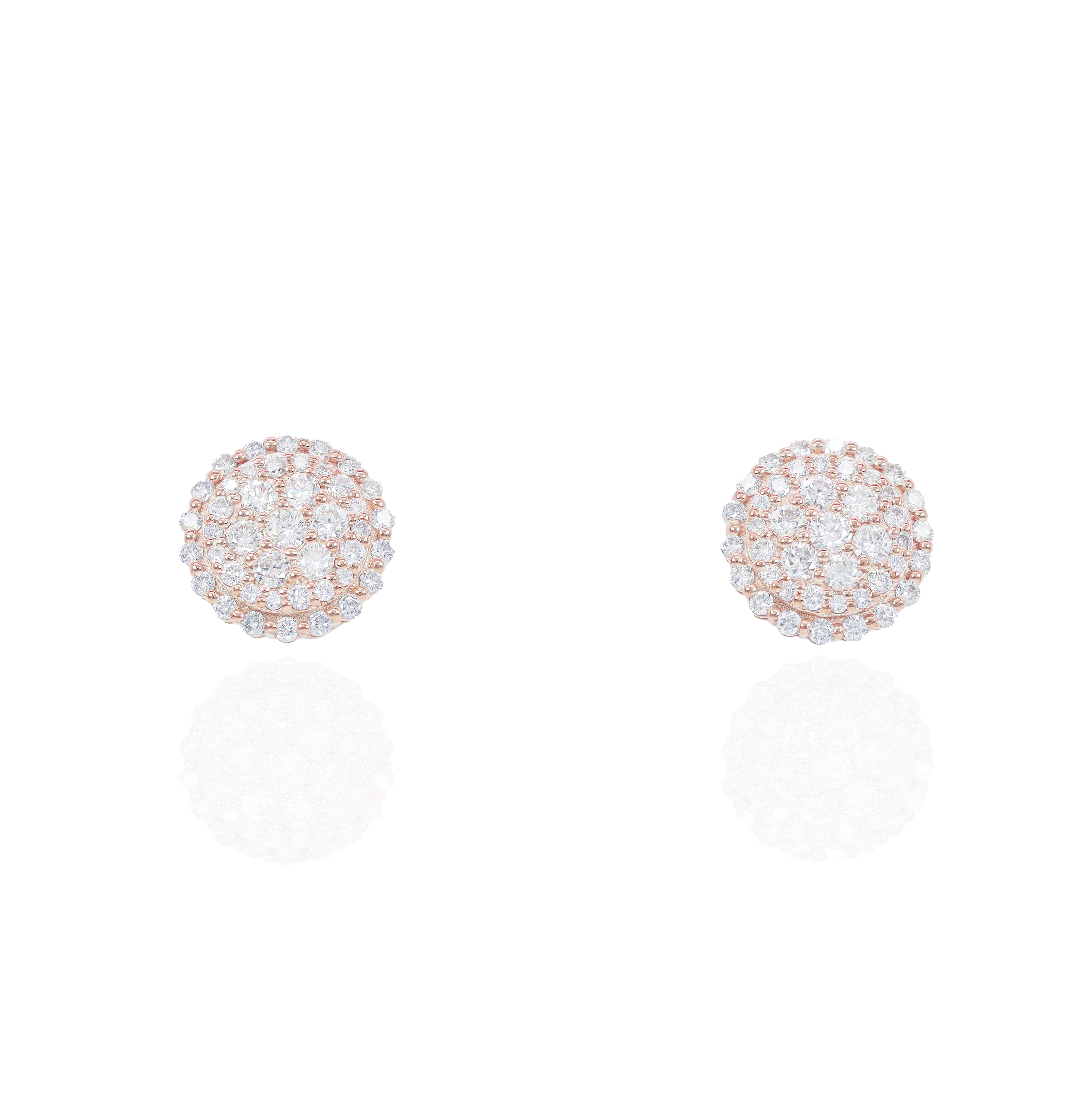 Round Edge Cluster Diamond Earrings