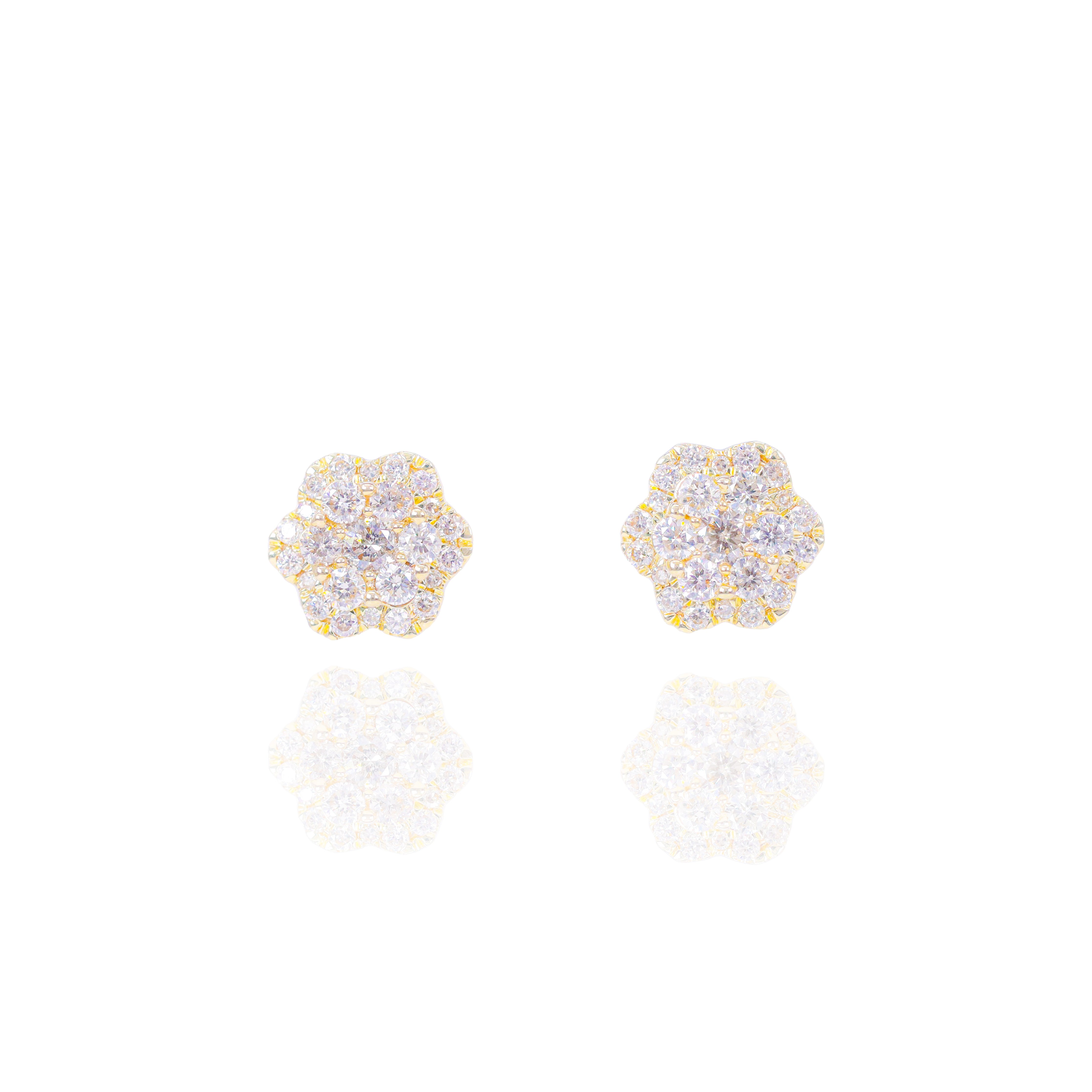 Diamond Cluster Flower Earrings