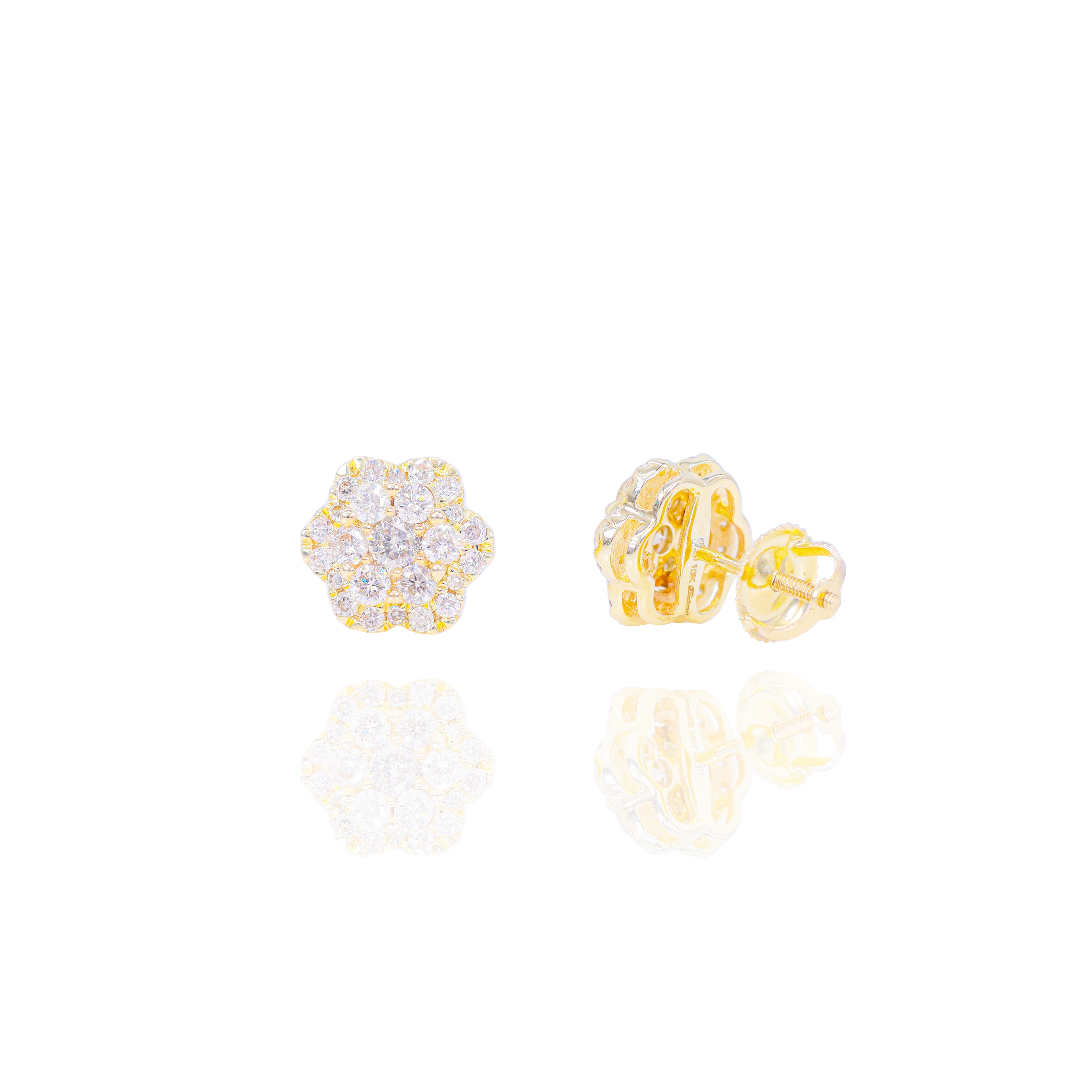 Diamond Cluster Flower Earrings