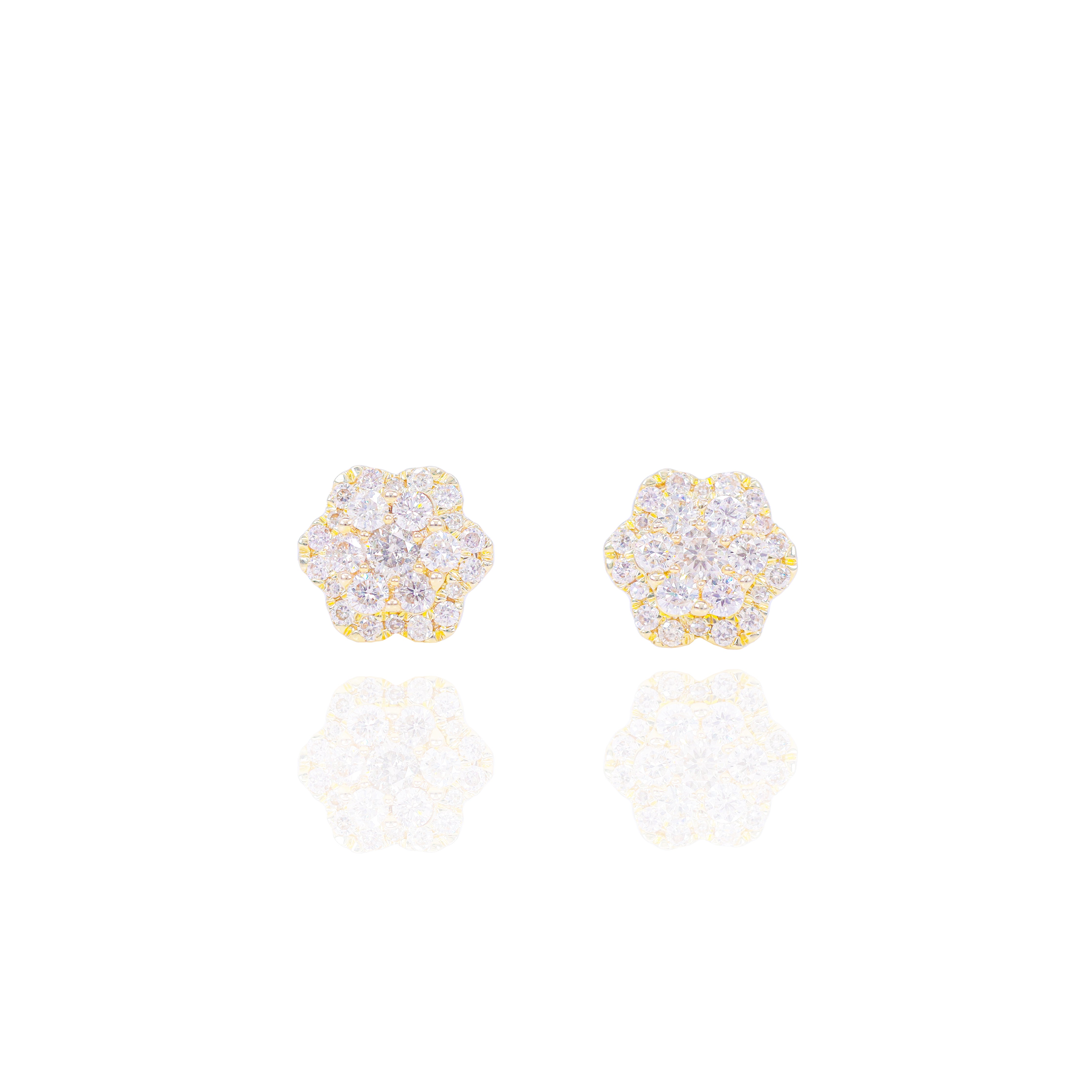 Diamond Cluster Flower Earrings