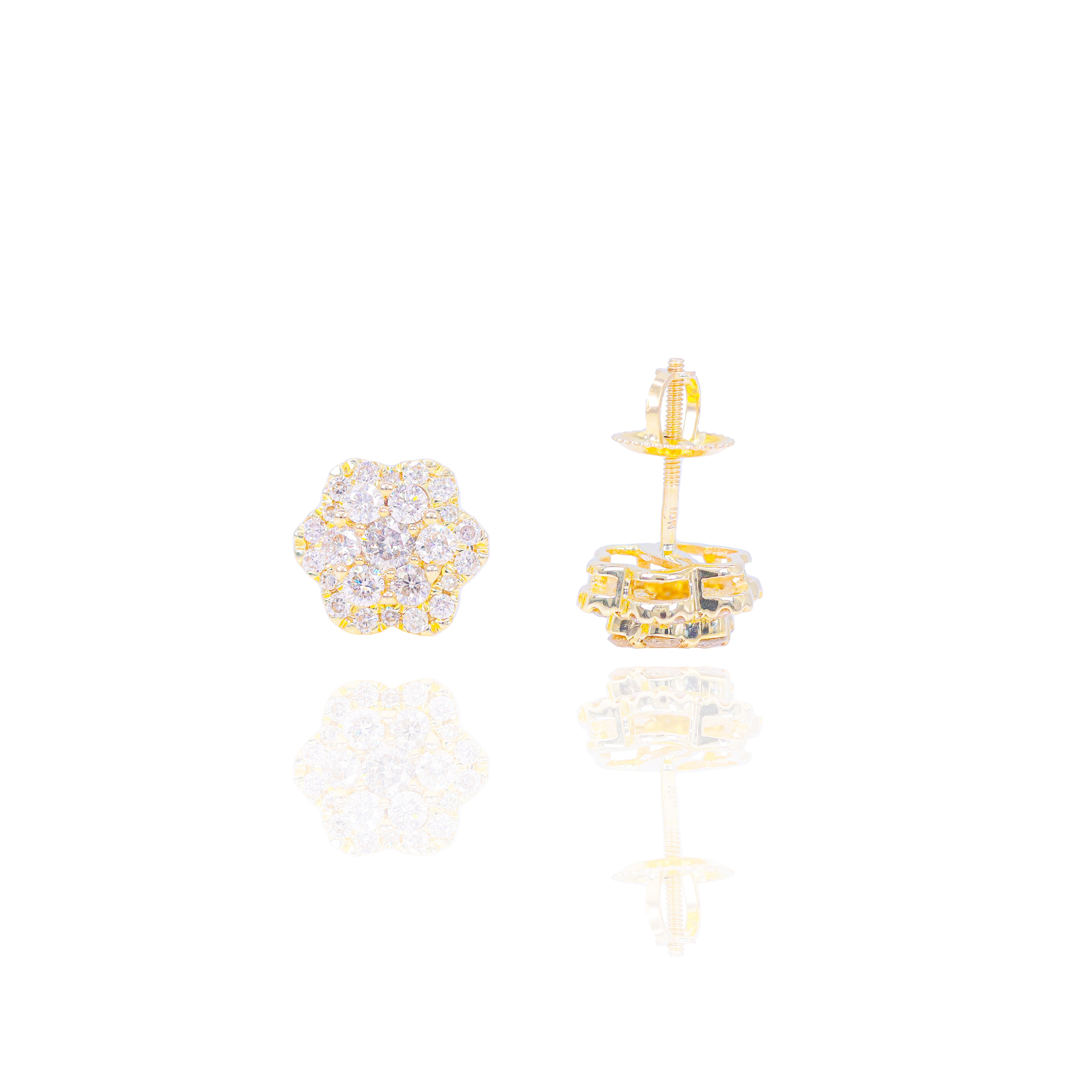 Diamond Cluster Flower Earrings
