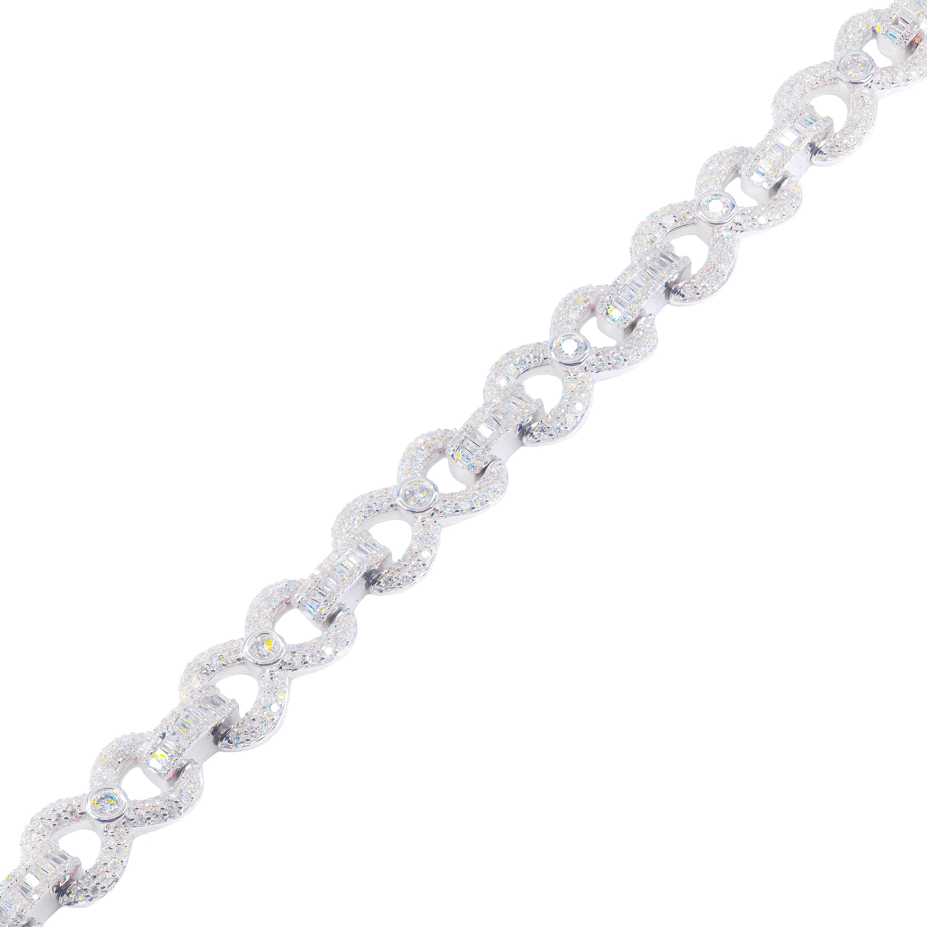 Infinity Link Bracelet w/ Baguettes and Round Diamonds