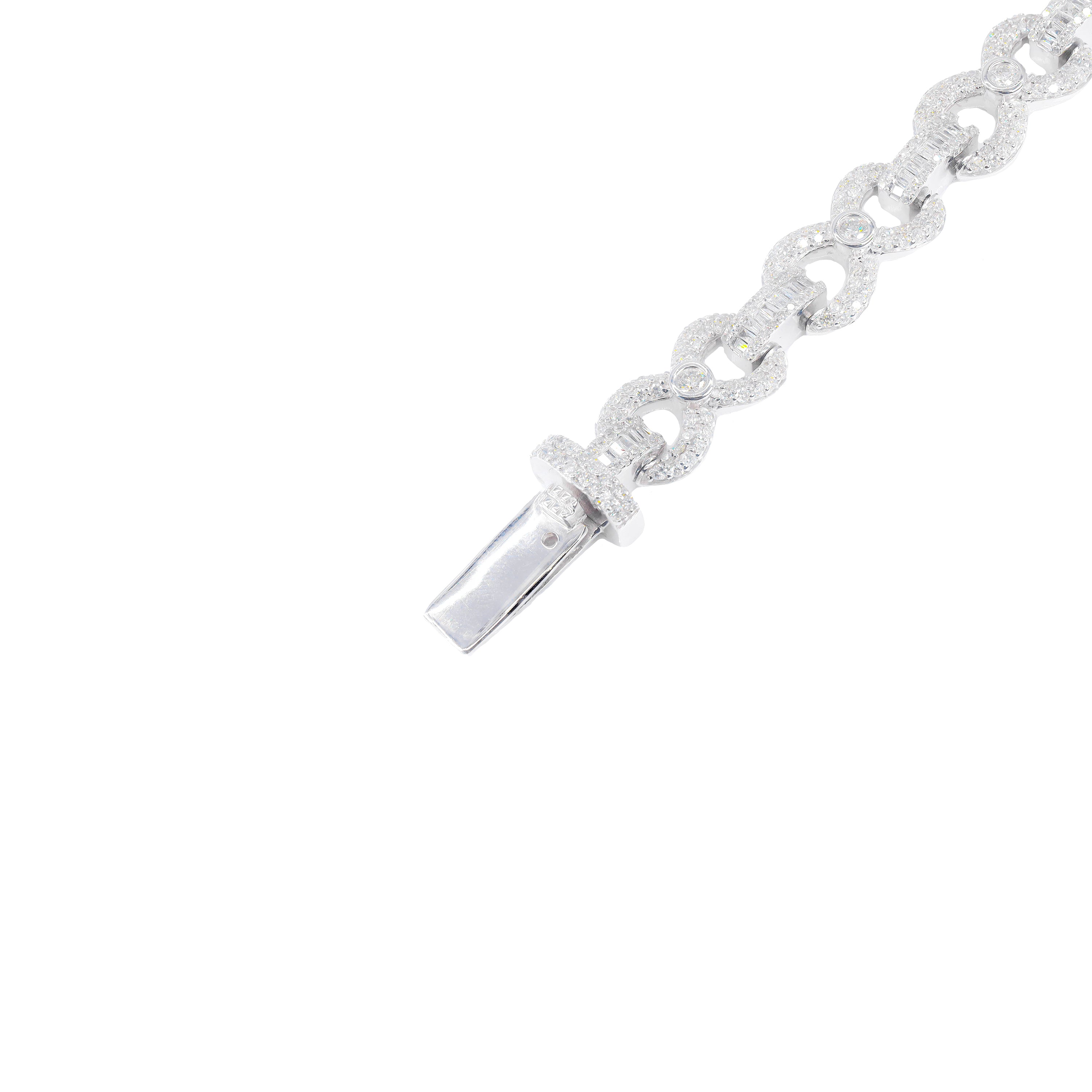 Infinity Link Bracelet w/ Baguettes and Round Diamonds