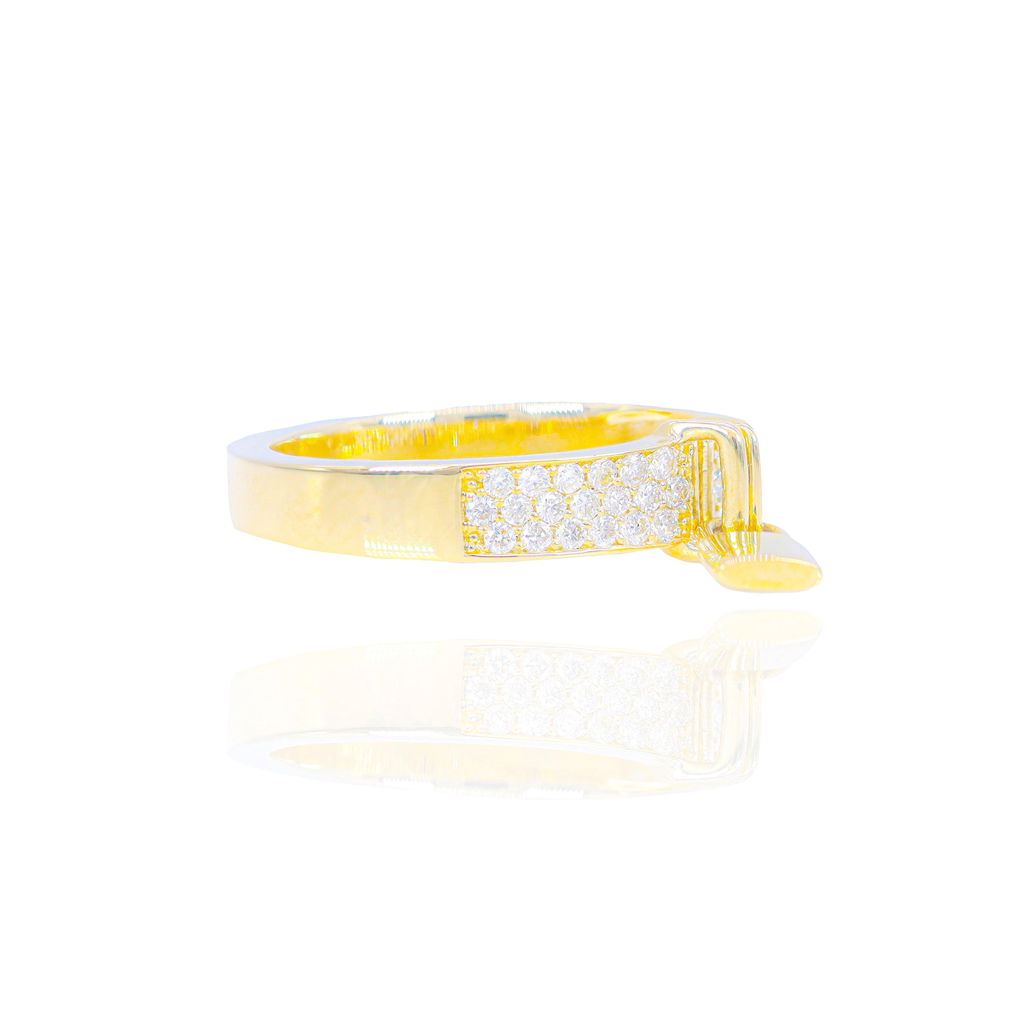Gold Lock Diamond Ring