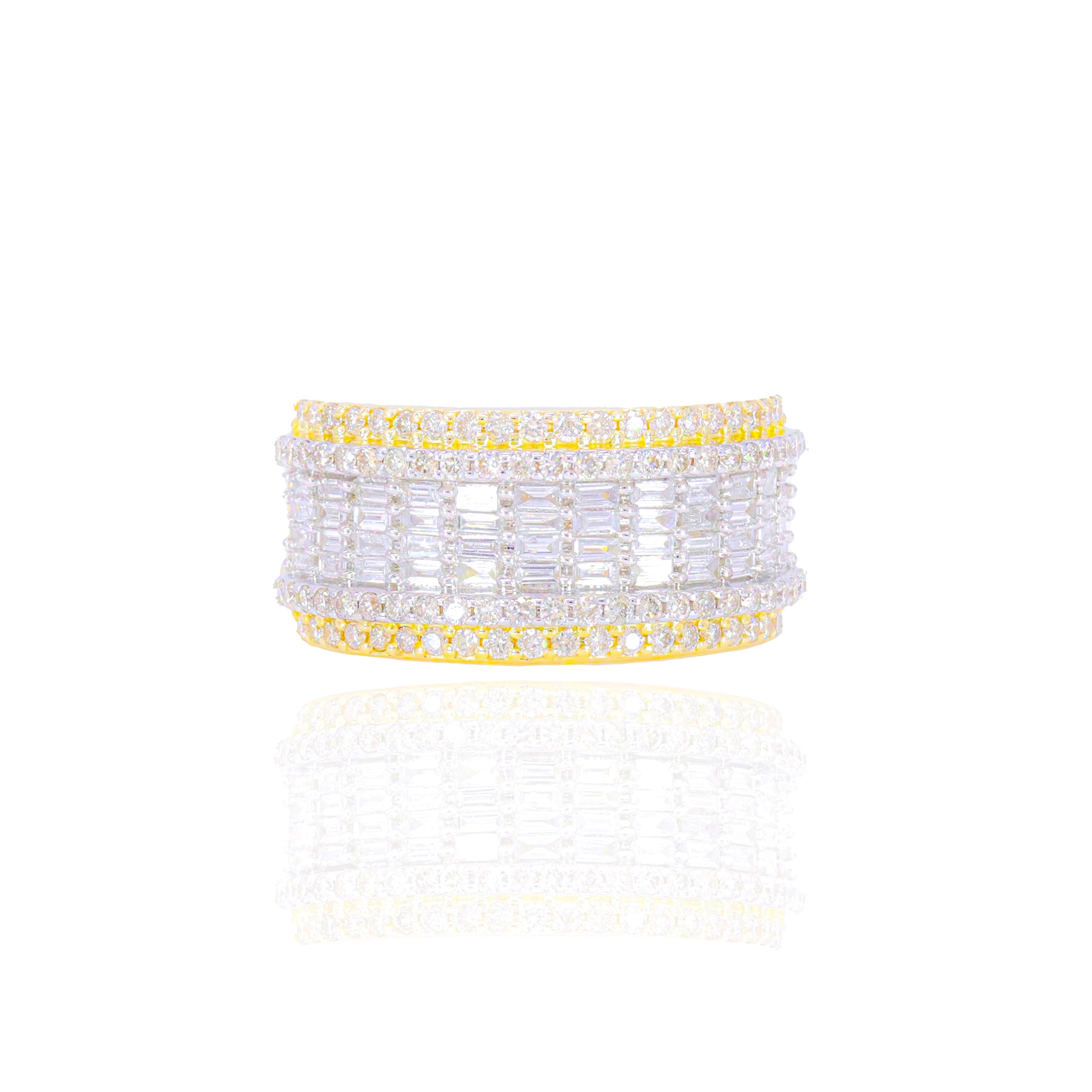 4 Row Baguette Two-Tone Diamond Band