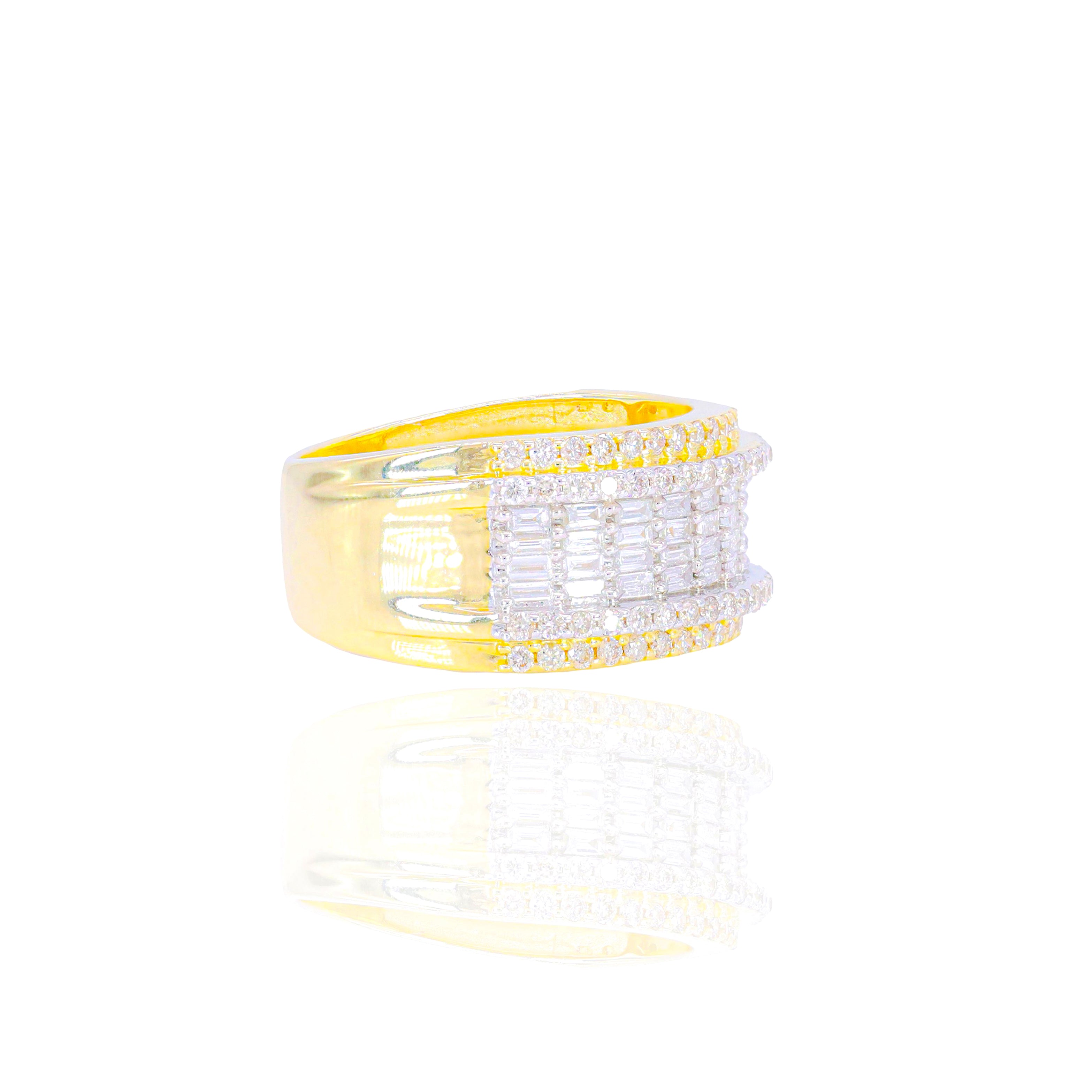4 Row Baguette Two-Tone Diamond Band