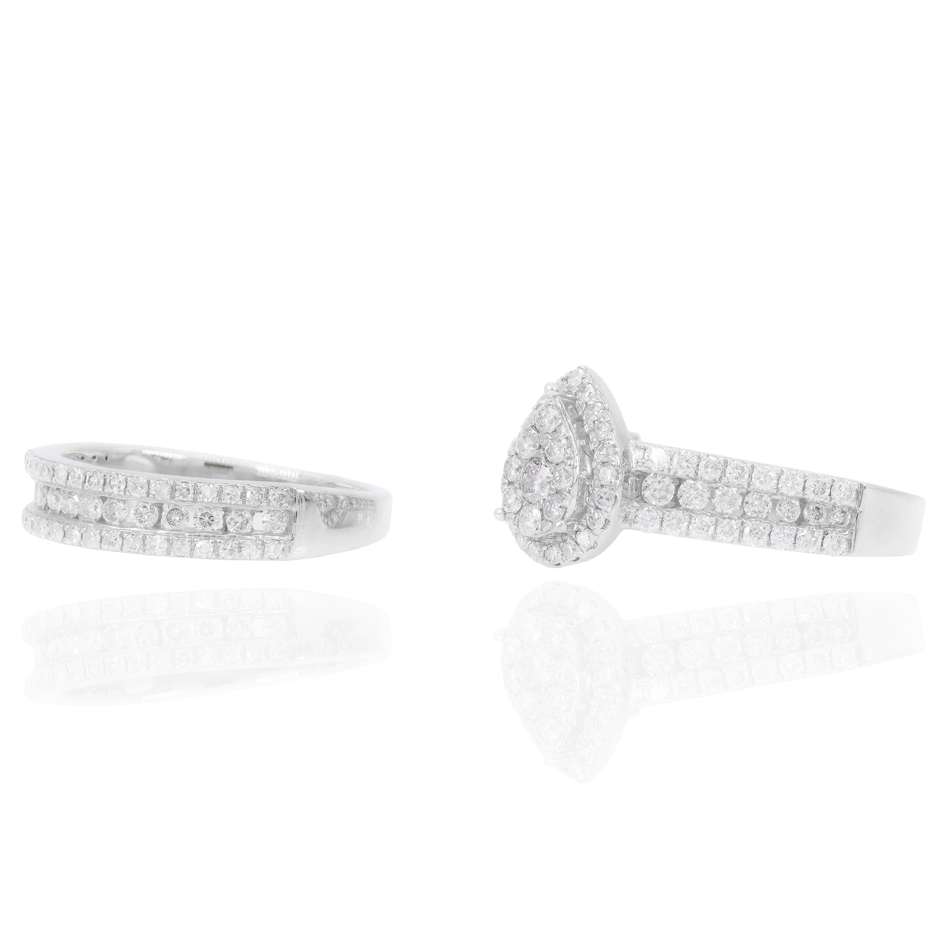 Pear Shaped Diamond Engagement Ring & Band