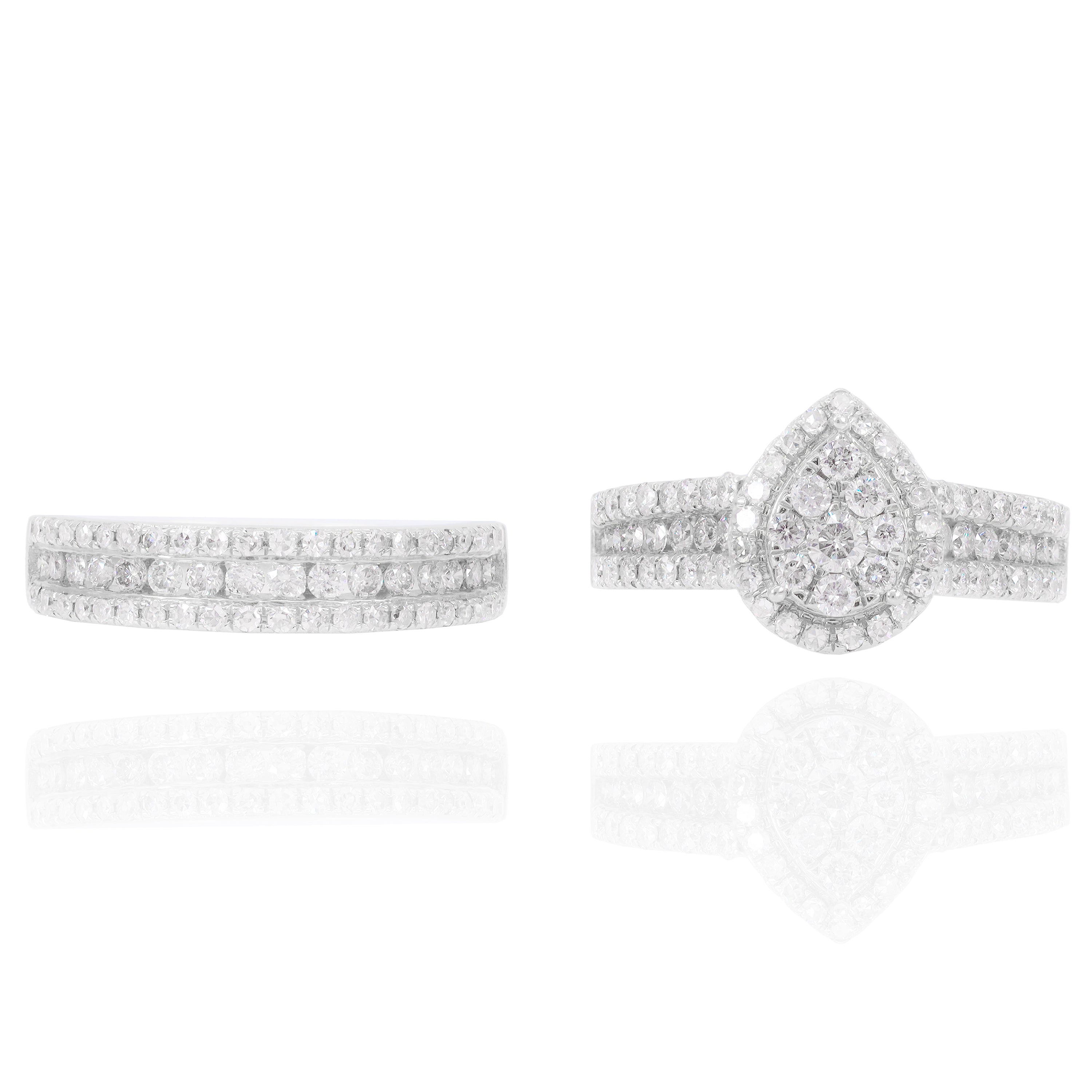 Pear Shaped Diamond Engagement Ring & Band