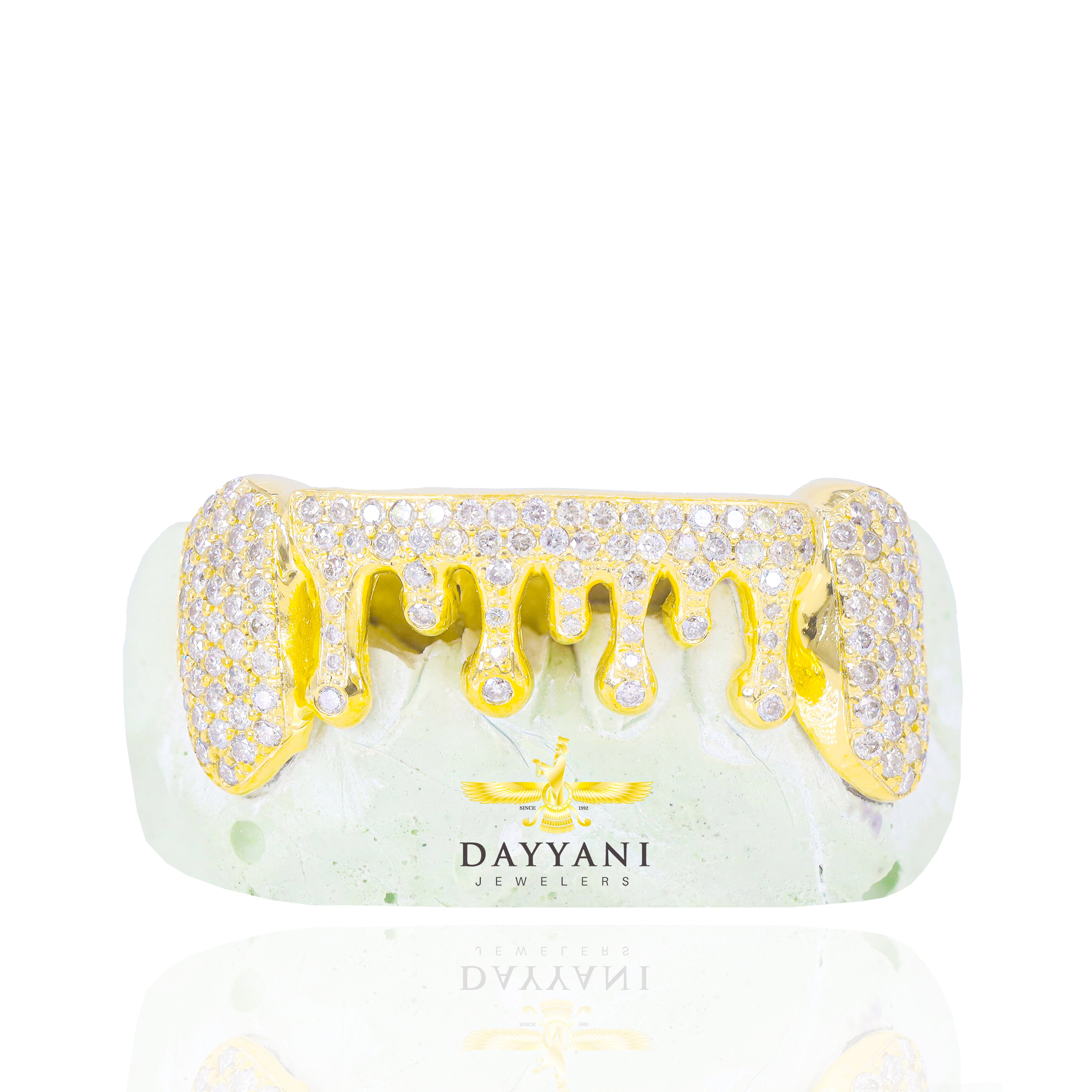 Custom Diamond Bar Drip Grillz with Diamond Ends