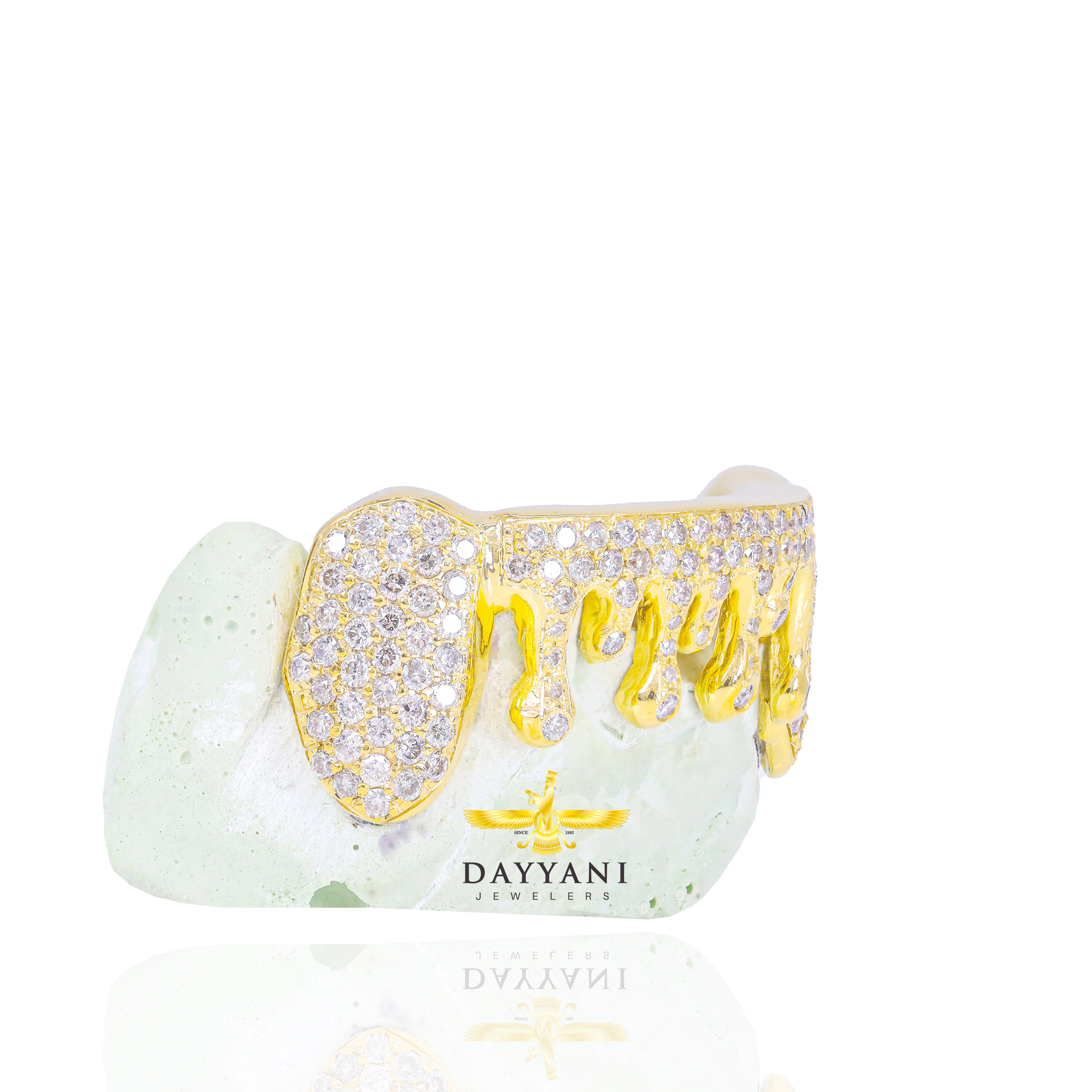 Custom Diamond Bar Drip Grillz with Diamond Ends