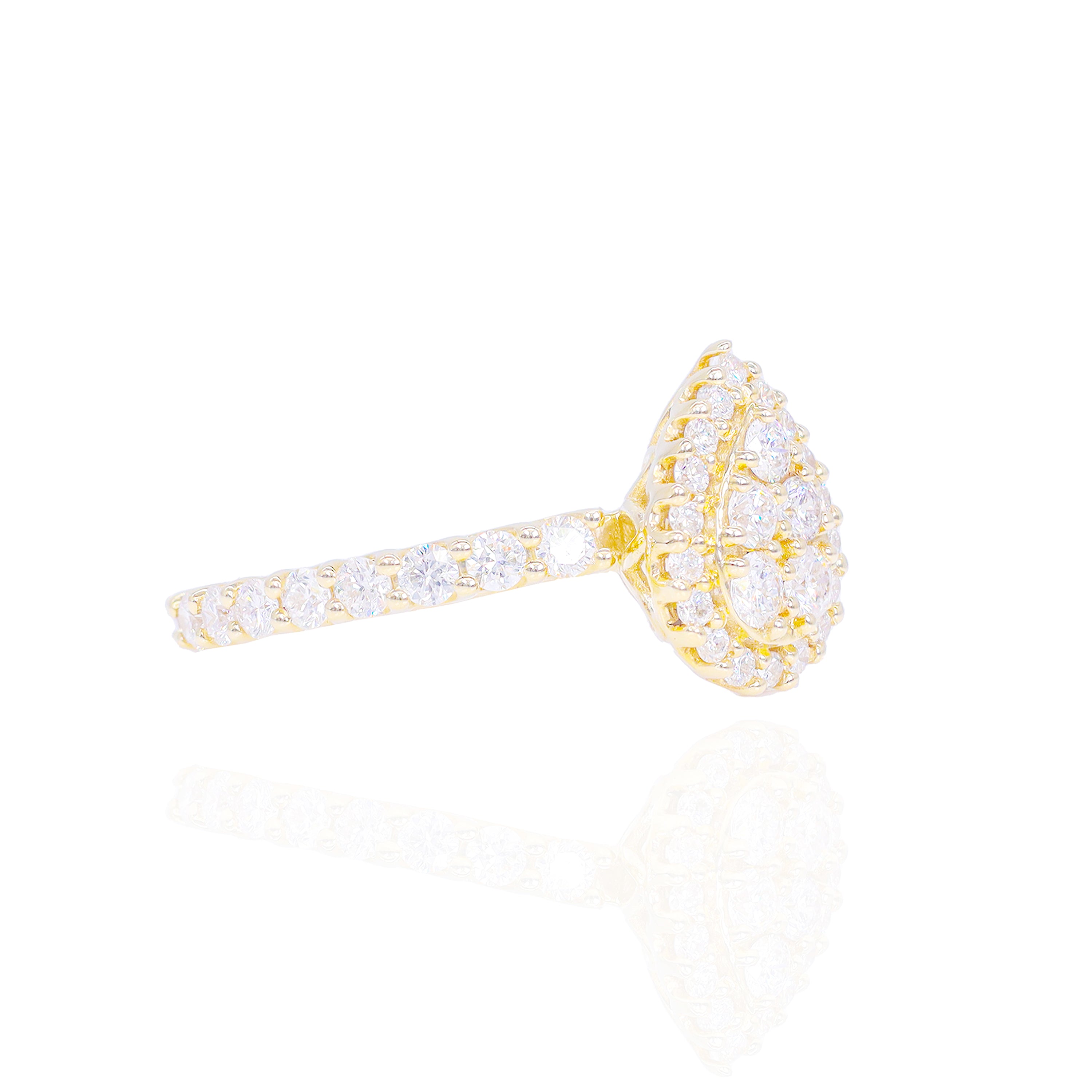 Pear Shape with Diamond Halo Engagement Ring