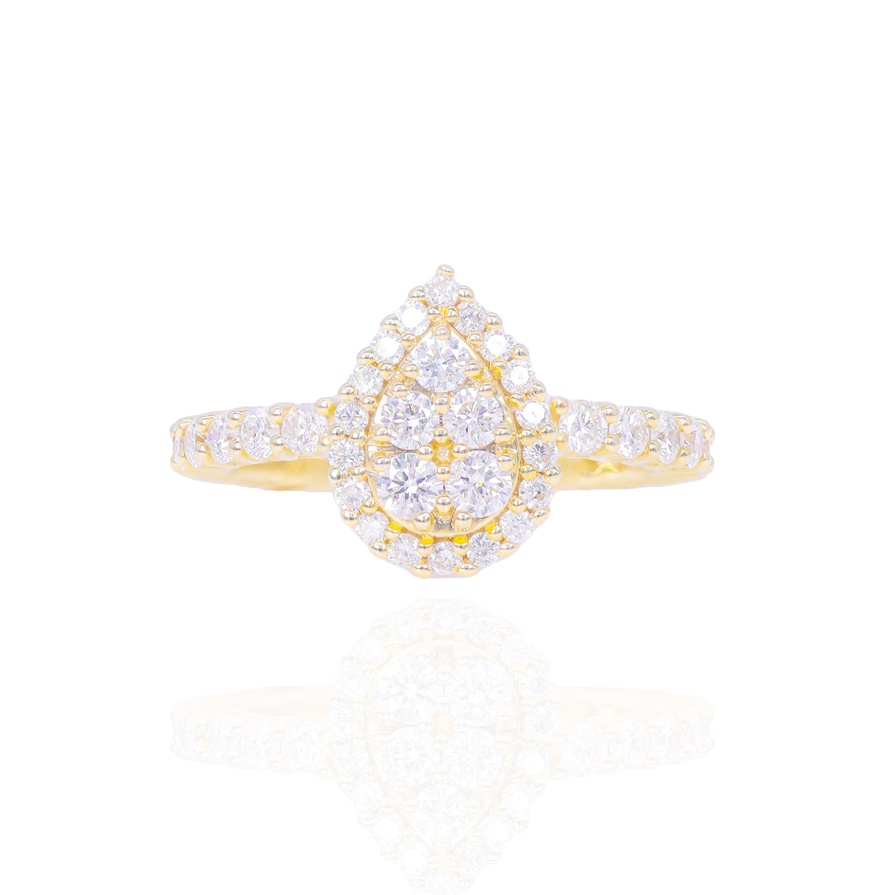 Pear Shape with Diamond Halo Engagement Ring