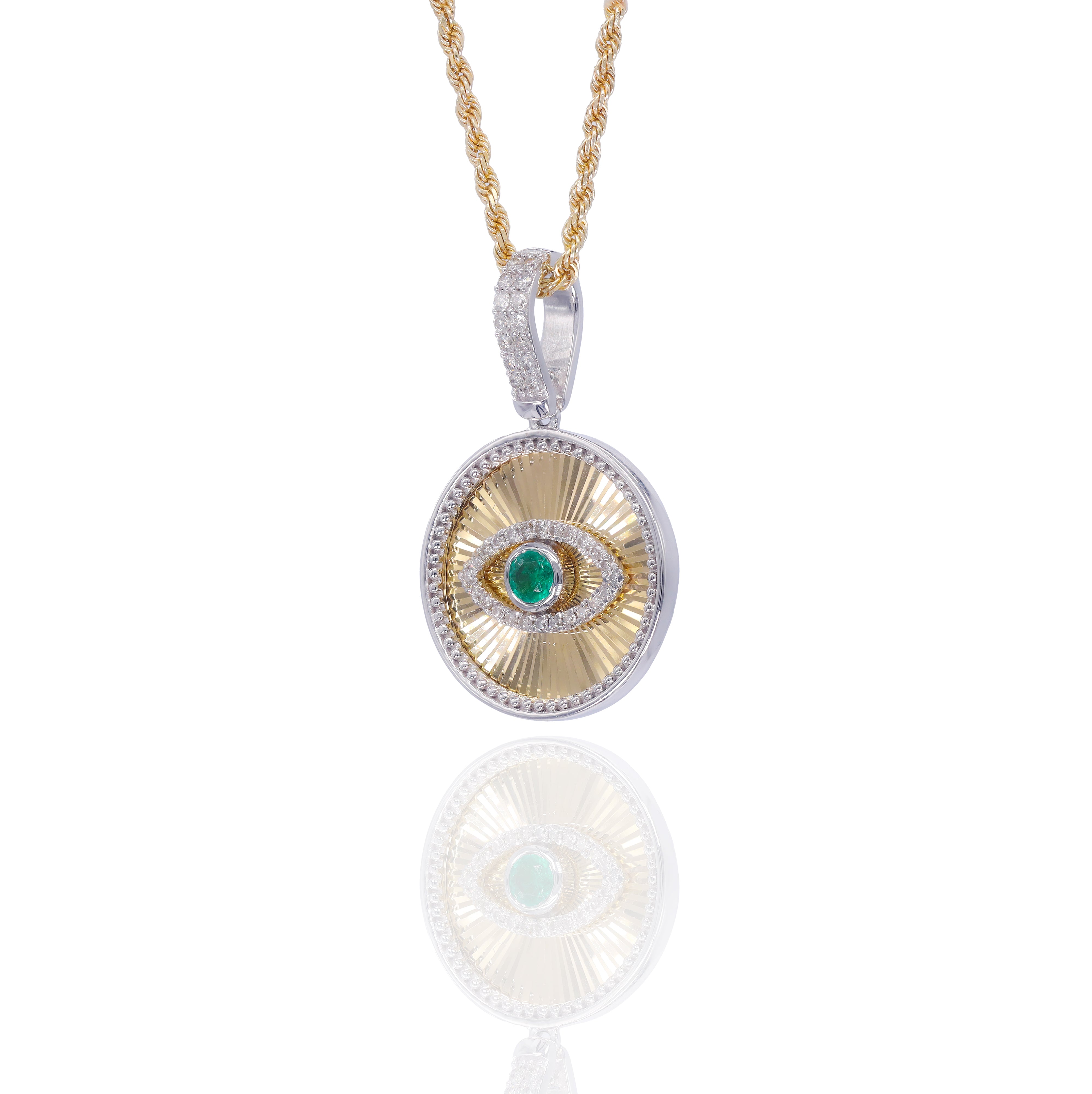 Fluted Evil Eye Diamond Pendant