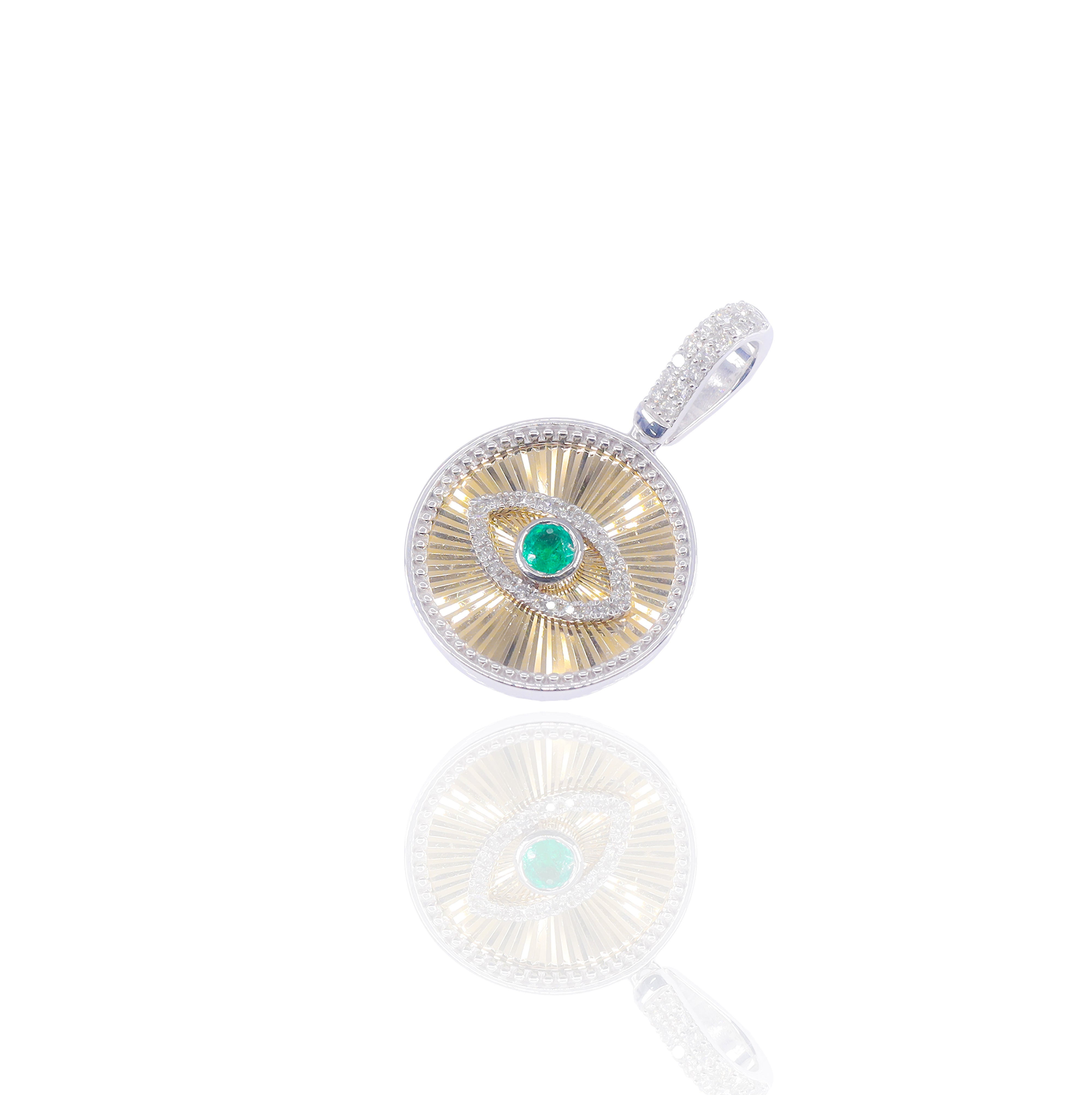 Fluted Evil Eye Diamond Pendant