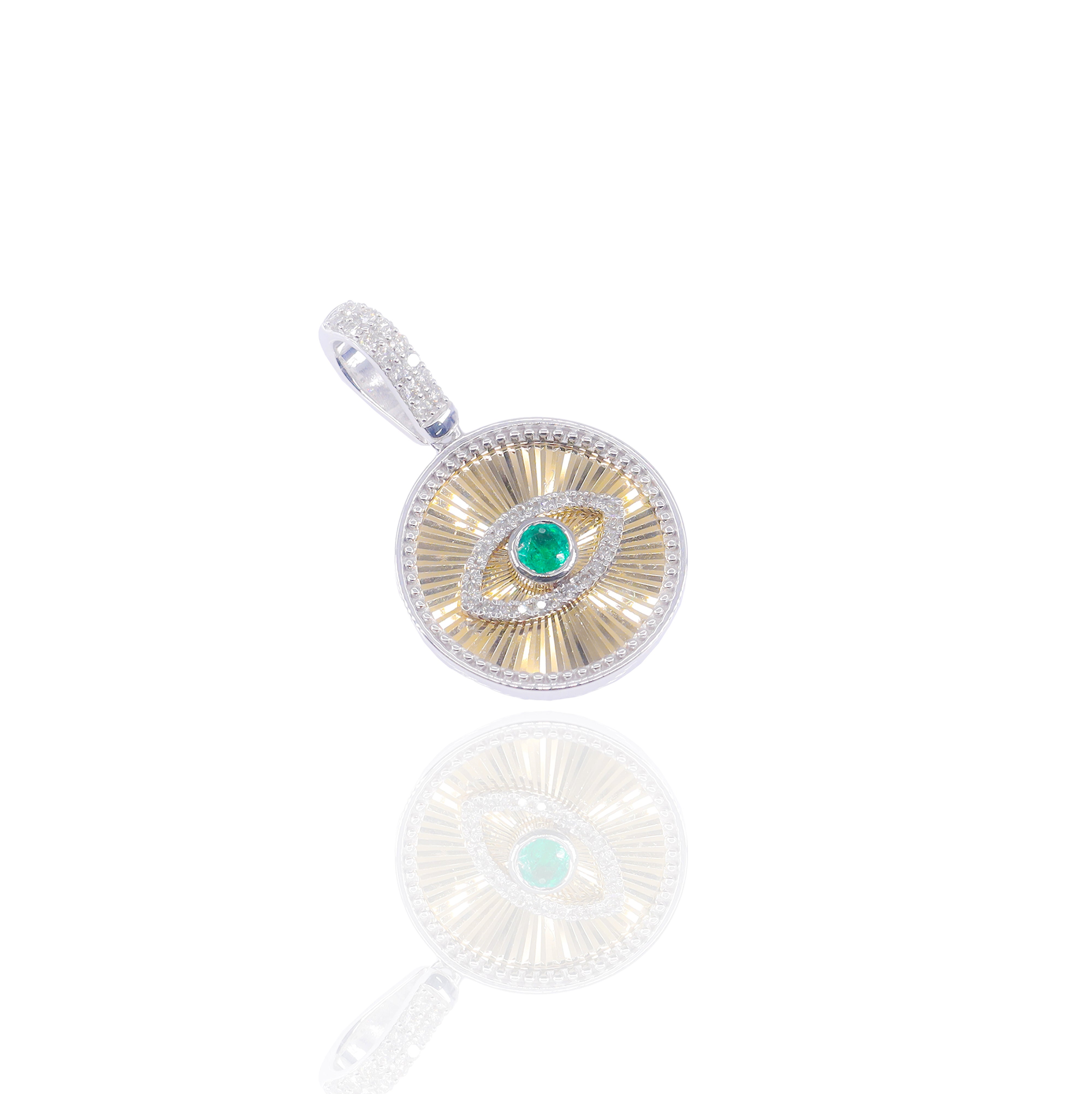 Fluted Evil Eye Diamond Pendant