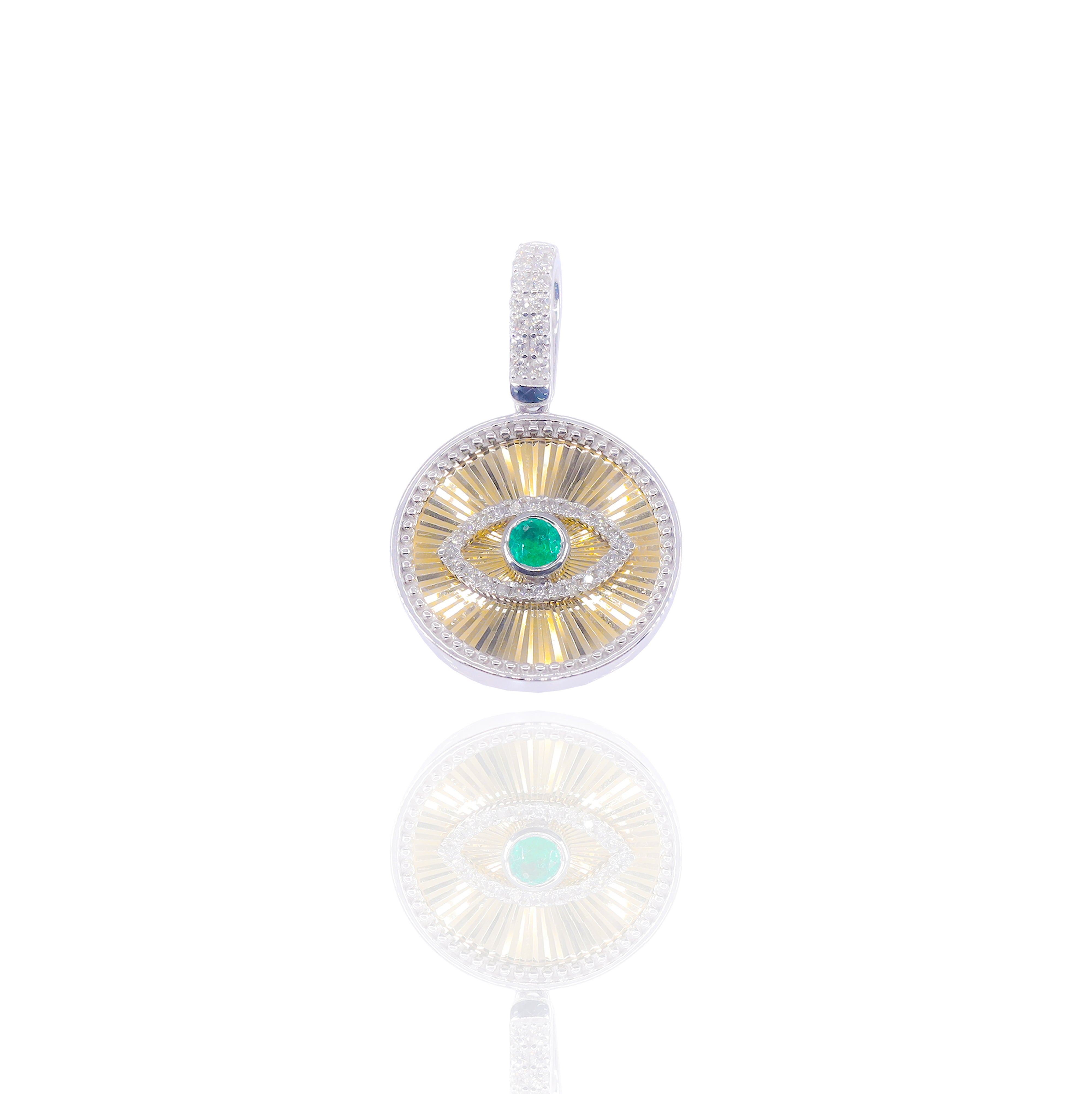 Fluted Evil Eye Diamond Pendant
