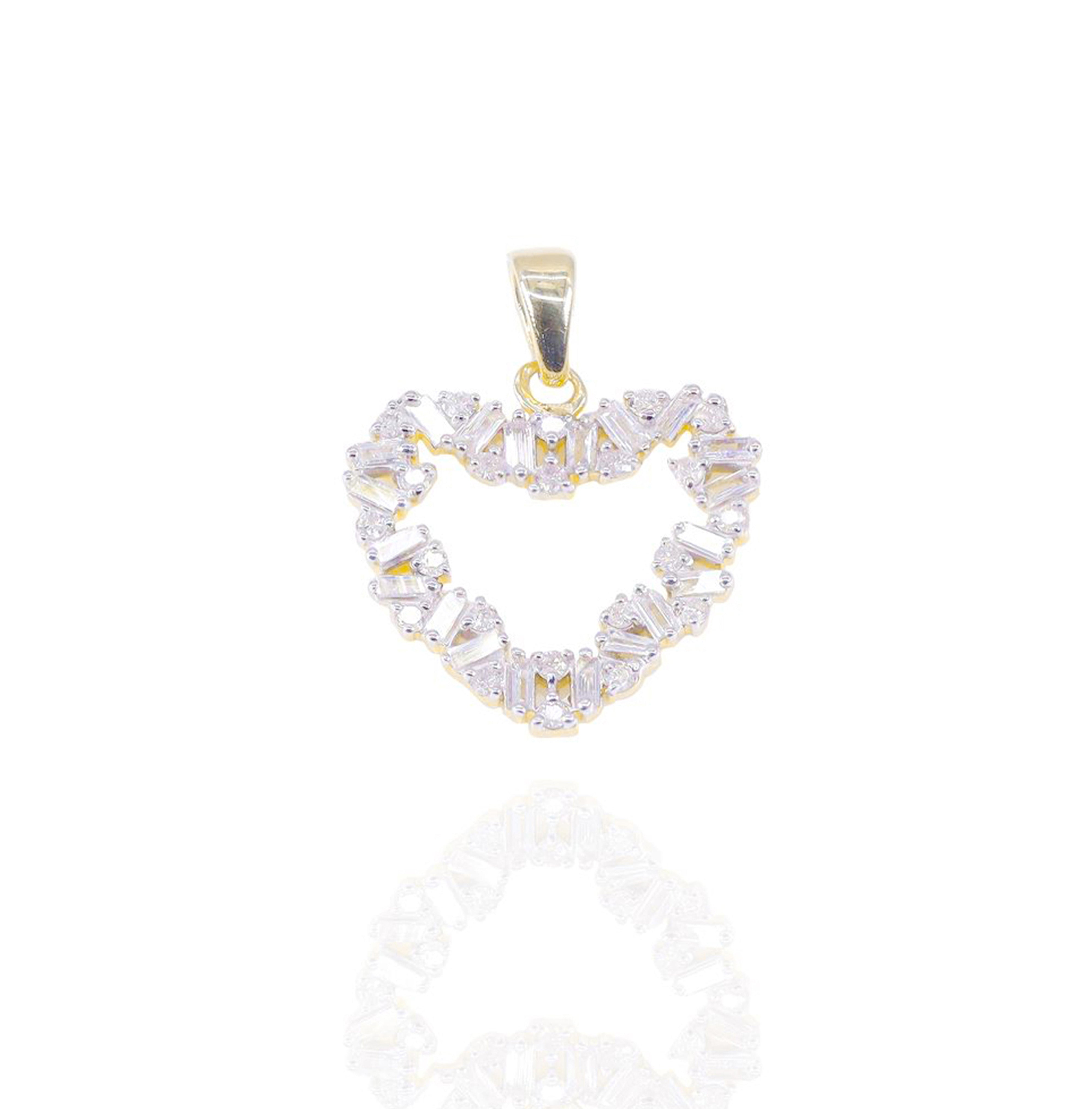 Jagged Heart Outline Diamond Pendant