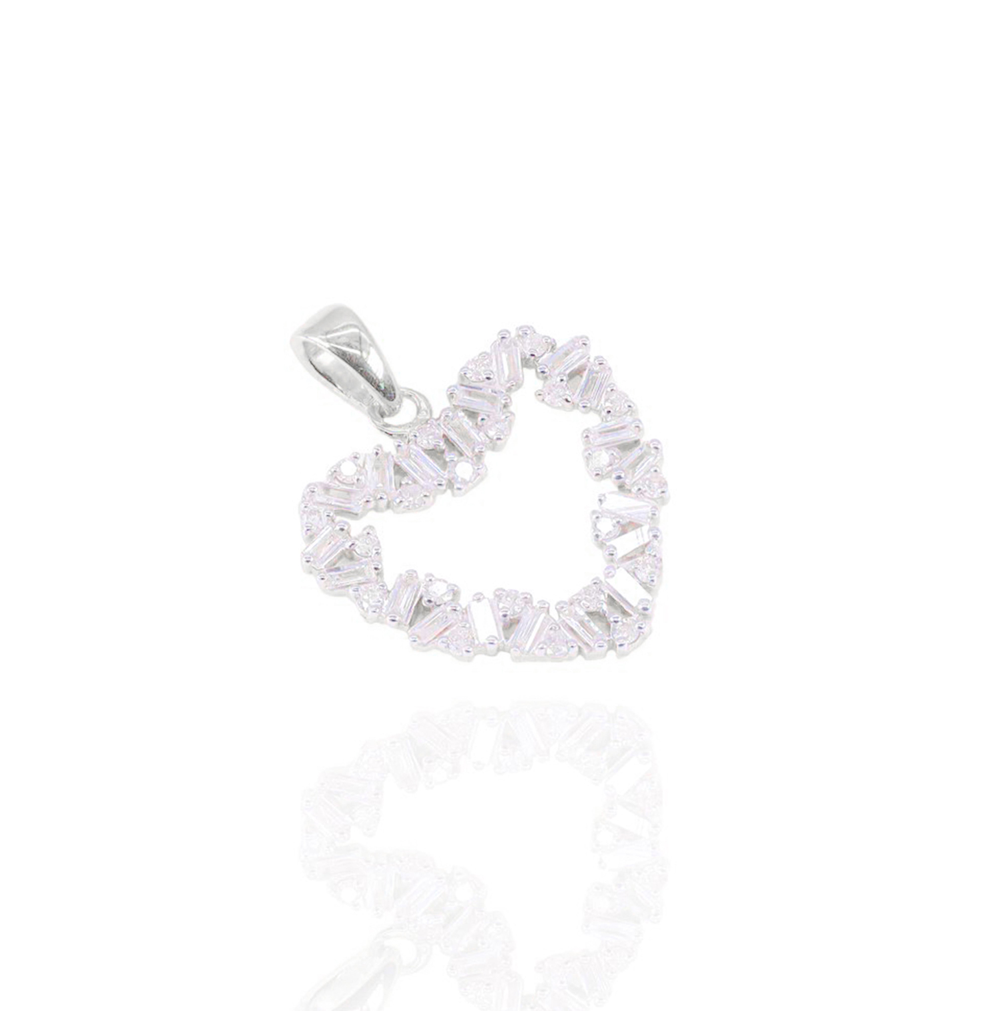 Jagged Heart Outline Diamond Pendant