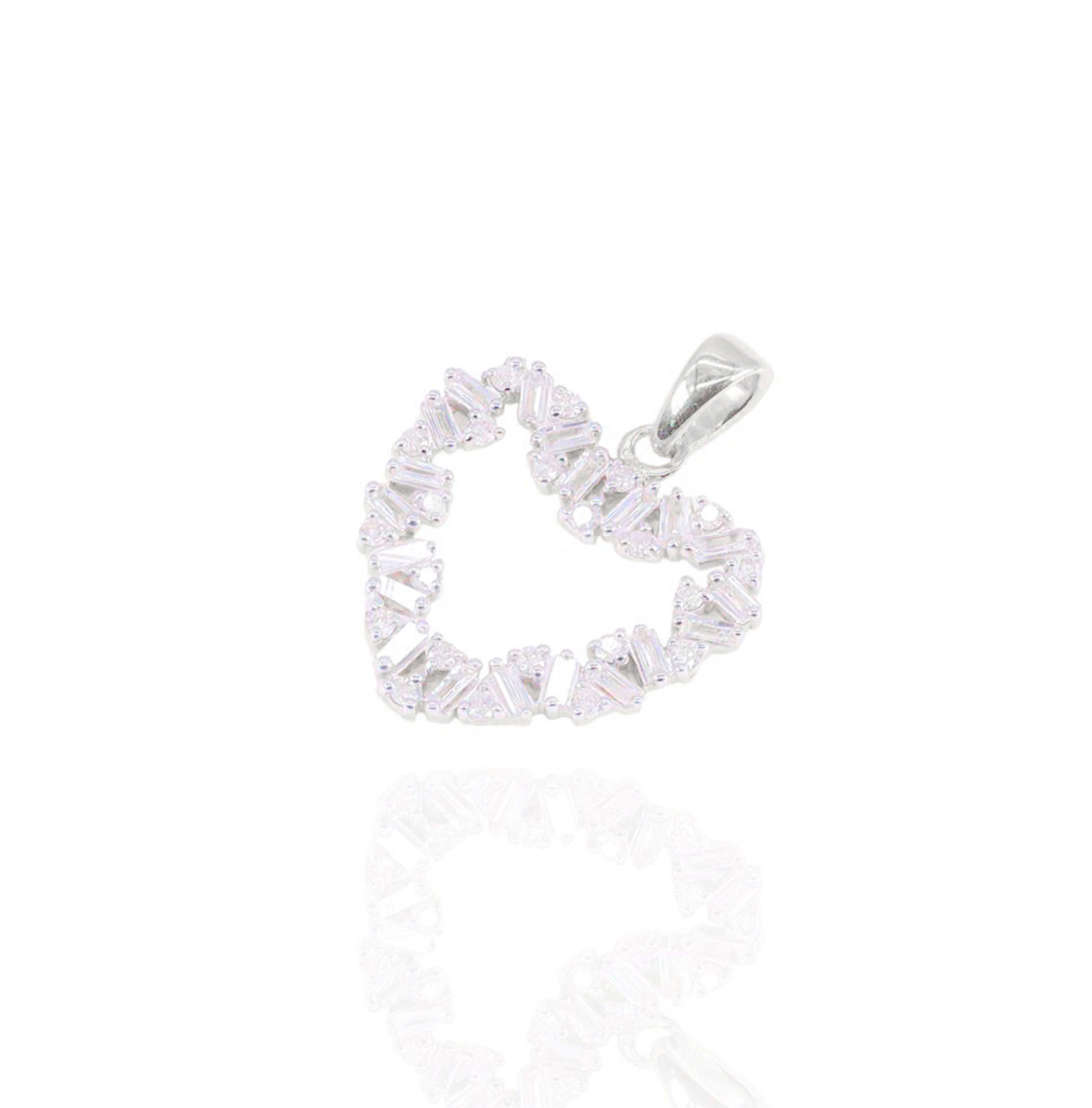 Jagged Heart Outline Diamond Pendant