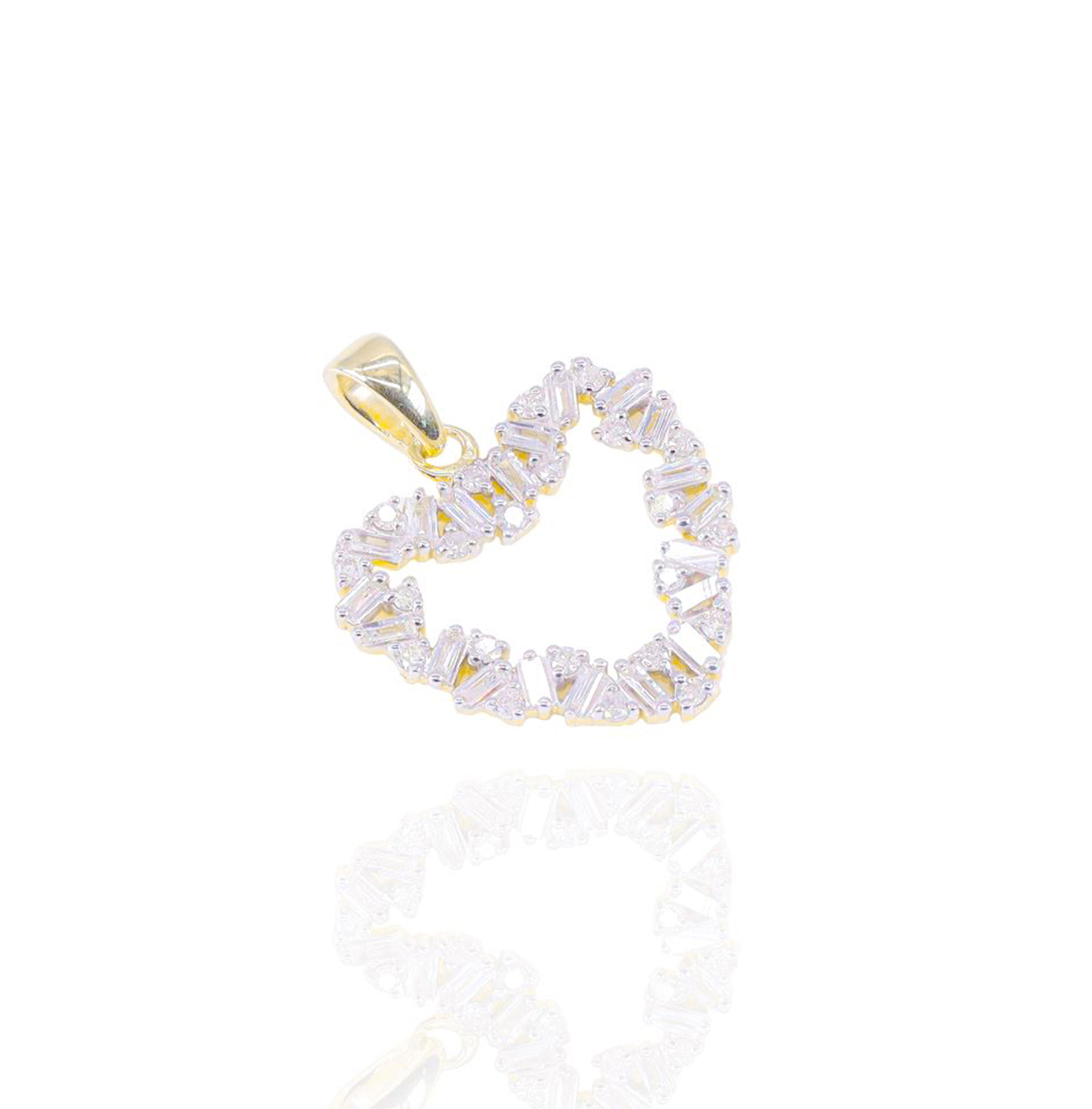 Jagged Heart Outline Diamond Pendant