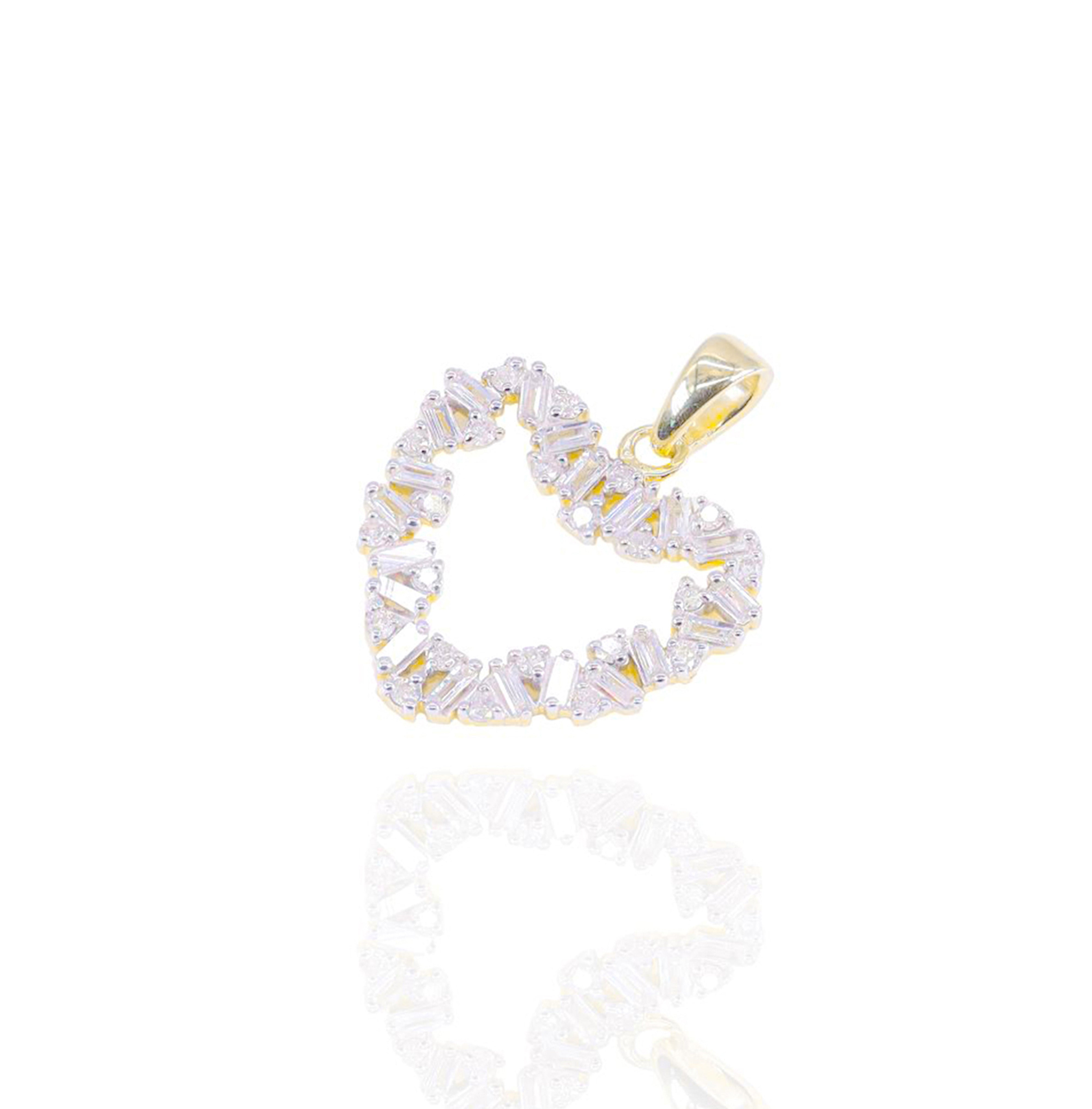 Jagged Heart Outline Diamond Pendant