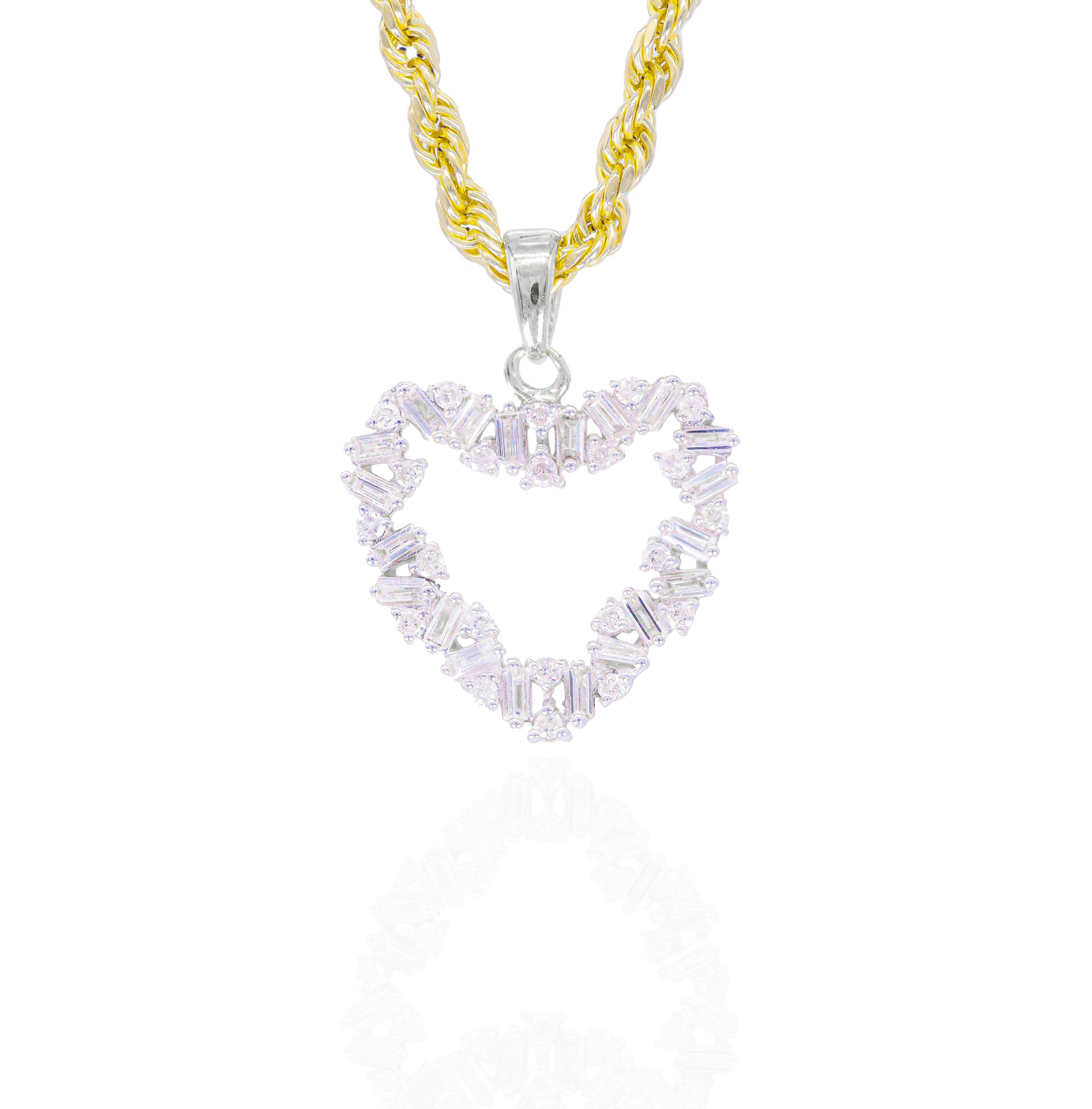 Jagged Heart Outline Diamond Pendant