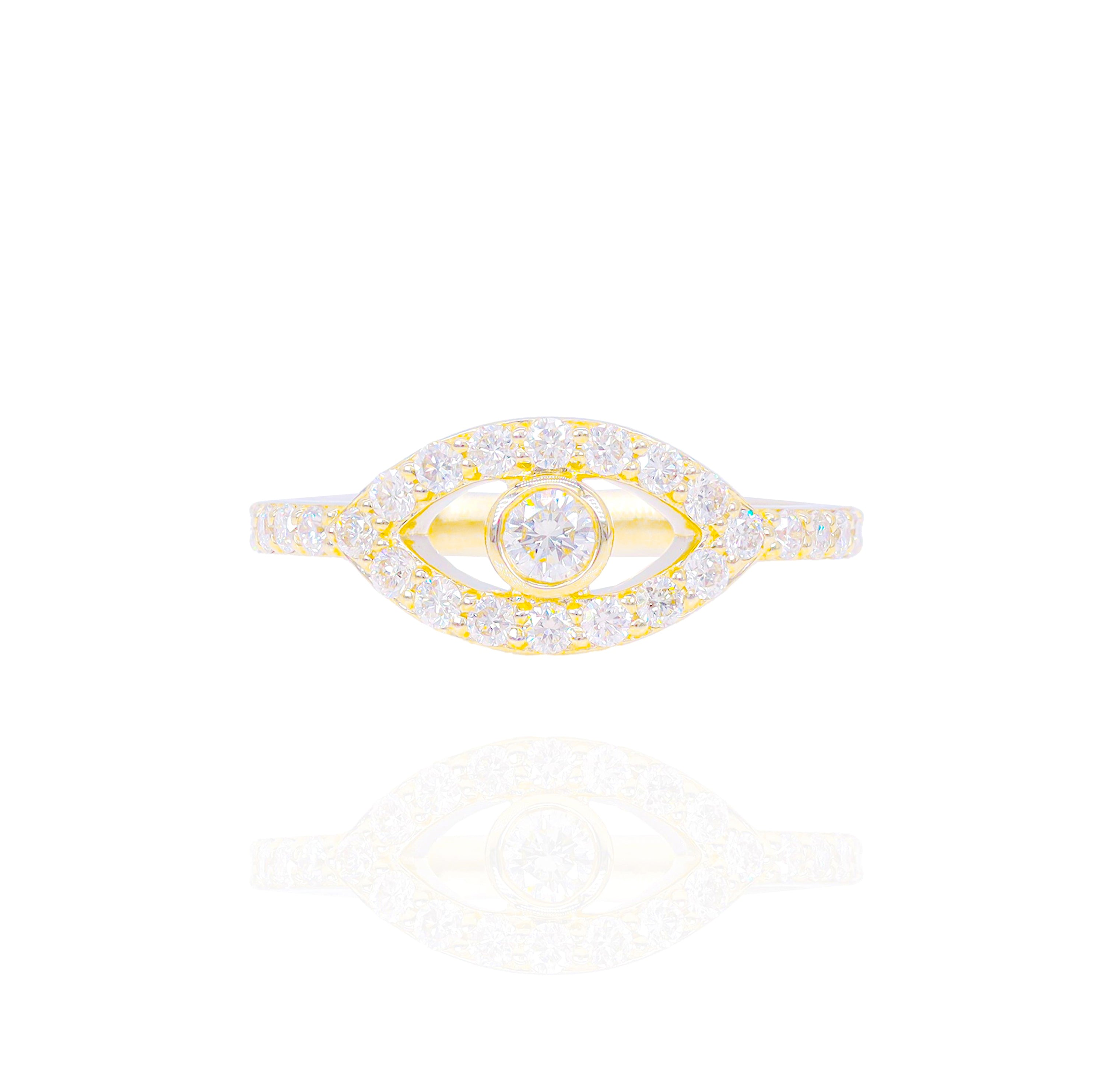 Open Design Evil Eye Diamond Ring