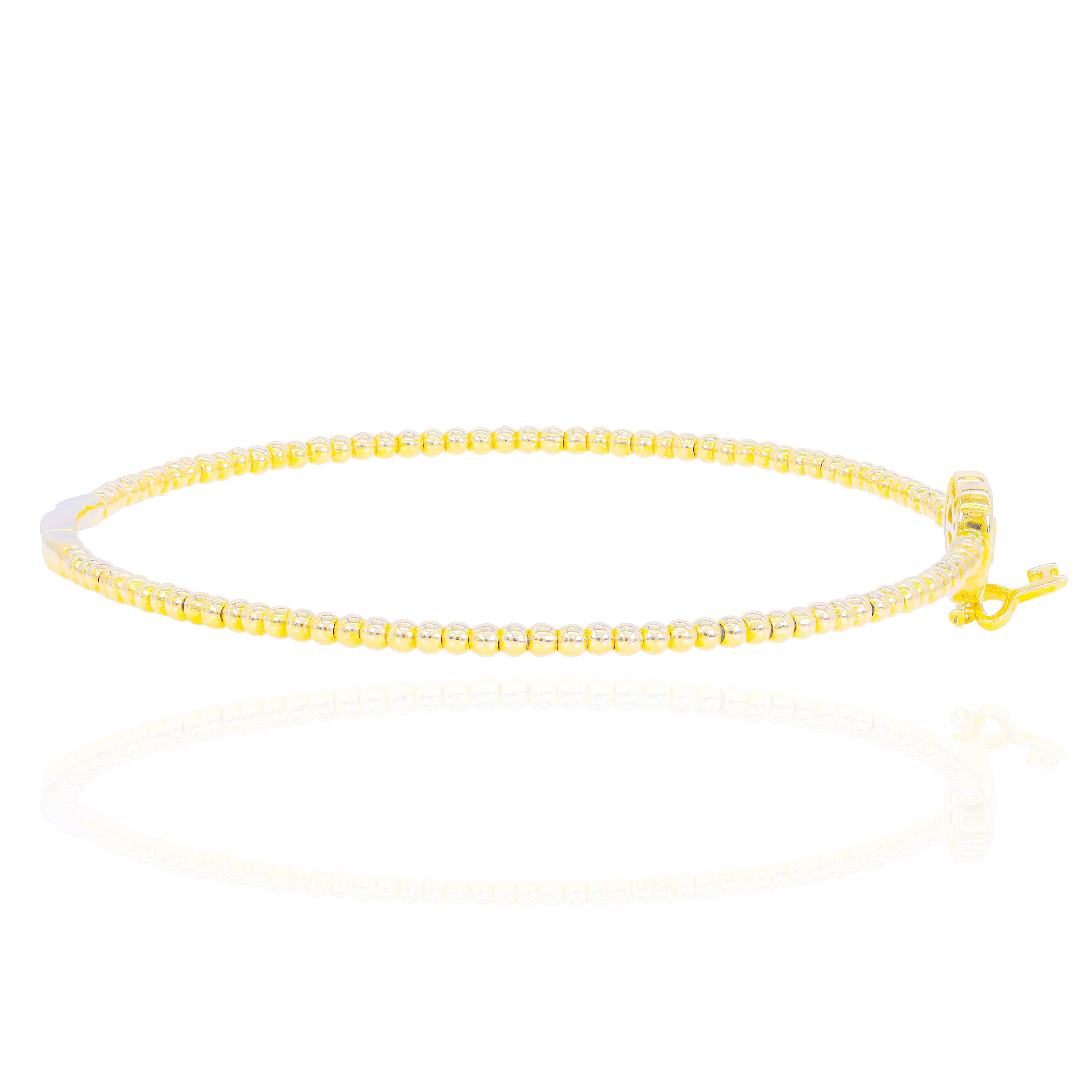 Diamond Heart Lock with Key Gold Bangle Bracelet