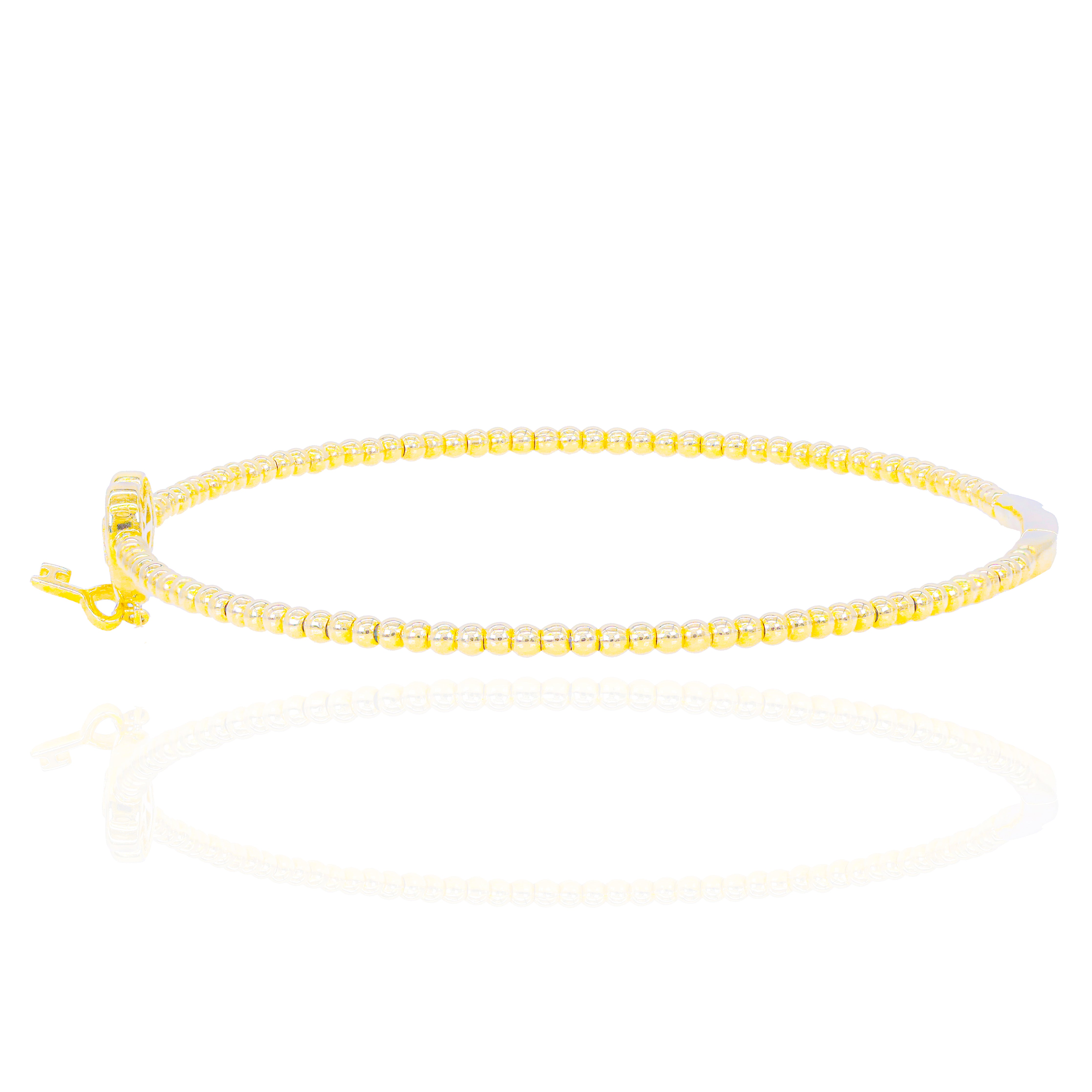 Diamond Heart Lock with Key Gold Bangle Bracelet